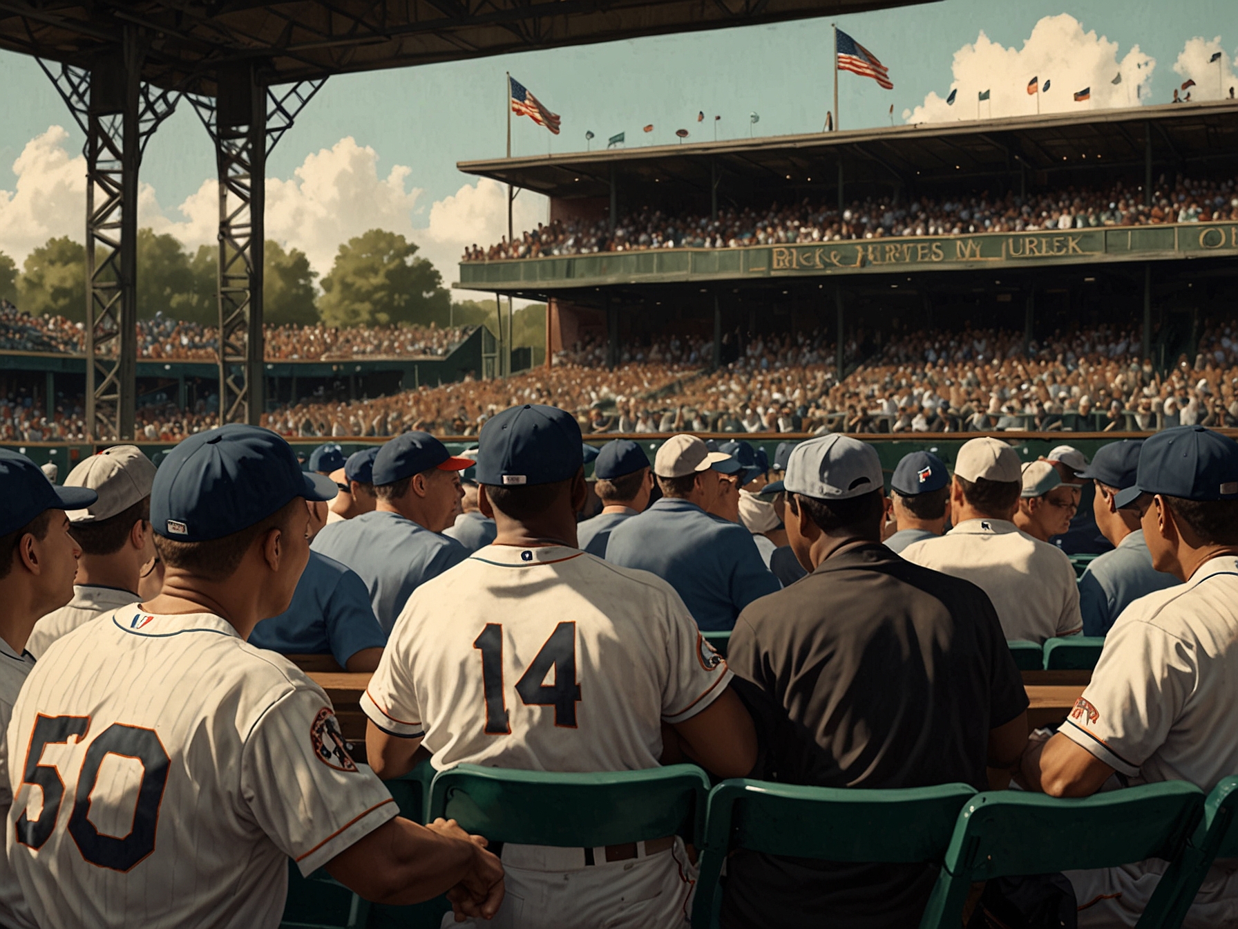 Fans and historians gather at the historic Rickwood Field, adorned with vintage decor, celebrating Willie Mays and his legacy in Major League Baseball.