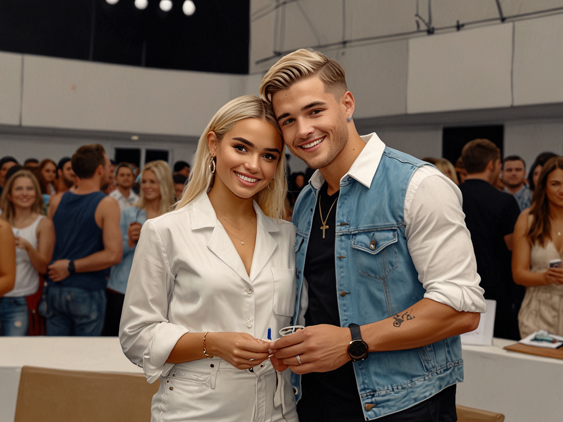 Molly-Mae and Tommy at a public event, interacting with fans, showcasing their thriving careers and public life as they balance parenthood and personal ambitions.
