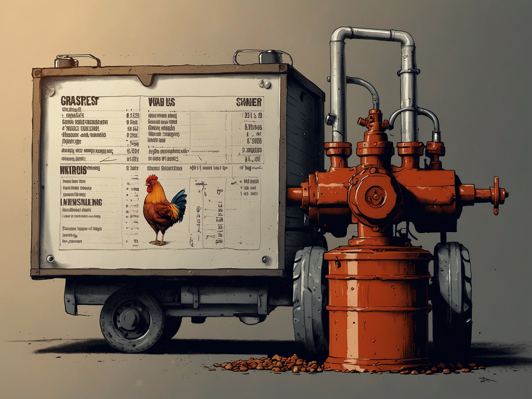 Illustration depicting various goods such as sprinklers and poultry machinery with clear labeling on tax rates, representing the new 'As is where is' GST guideline to aid businesses.