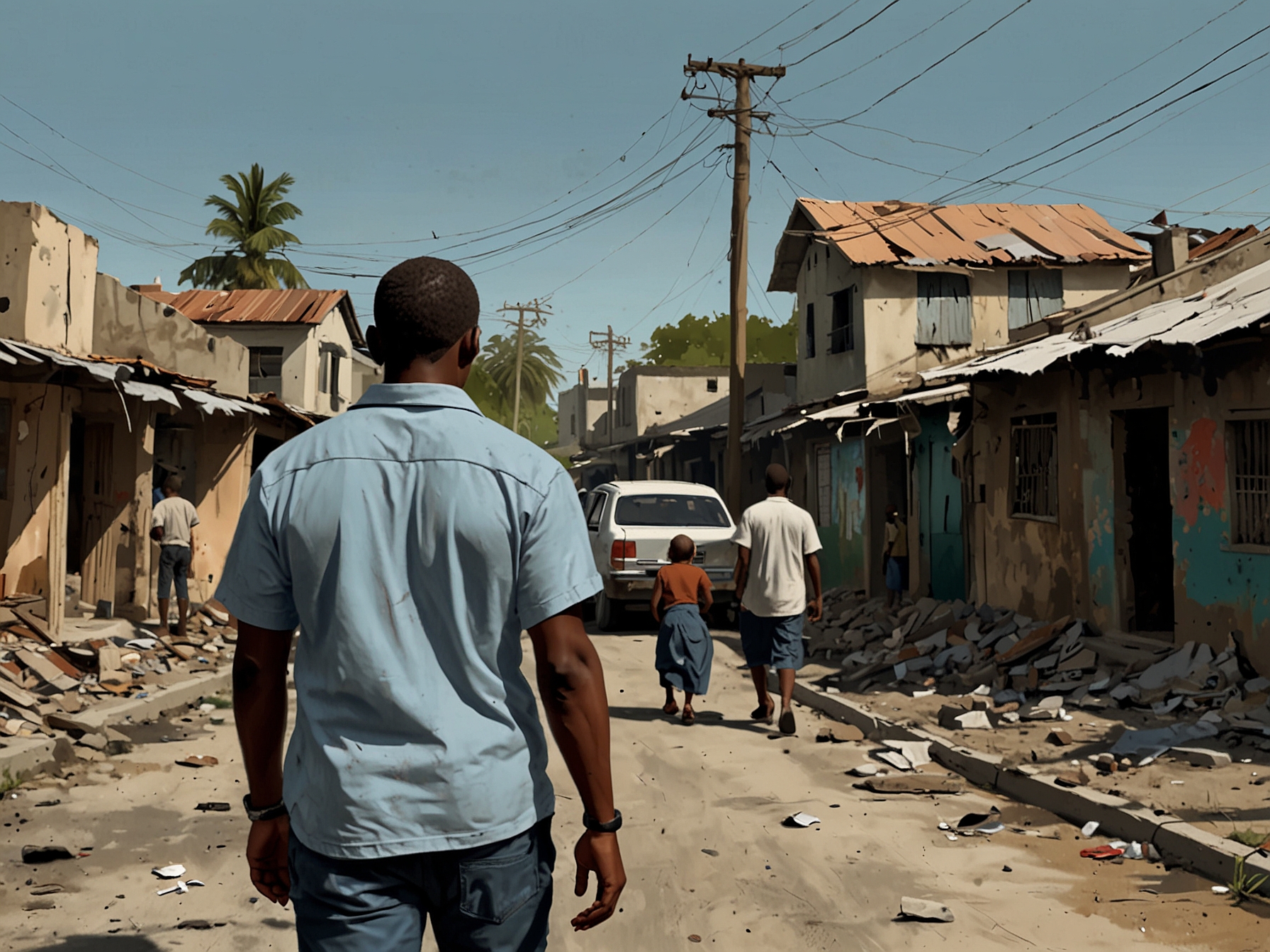 An image depicting the areas in Haiti affected by gang violence, highlighting the disrupted daily life and the critical infrastructure impacted by the criminal activities.