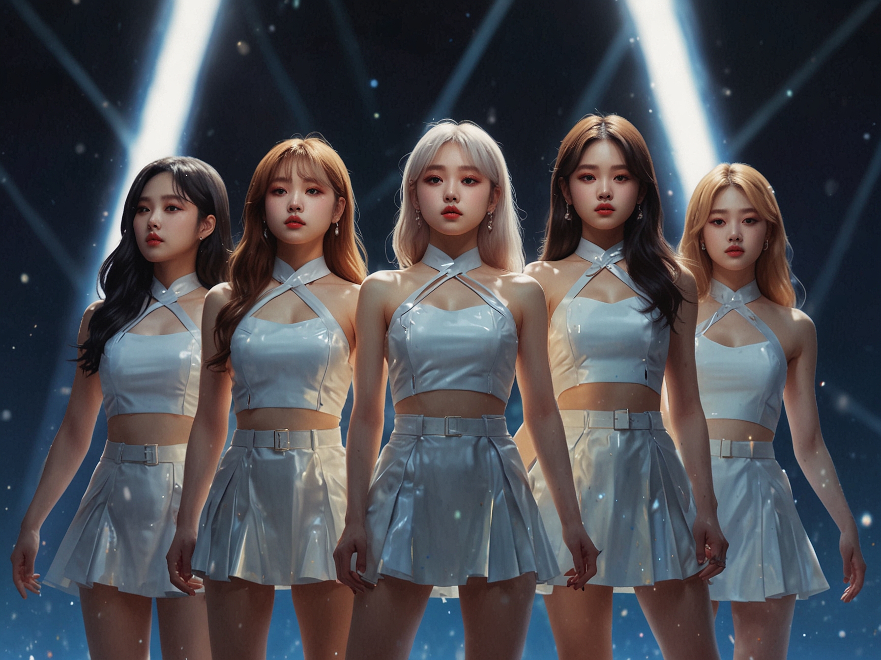A group photo of PIXY performing energetically, reflecting their ethereal concept and powerful performances, which have garnered a dedicated fanbase. Dajeong is prominently featured, symbolizing her pivotal role.