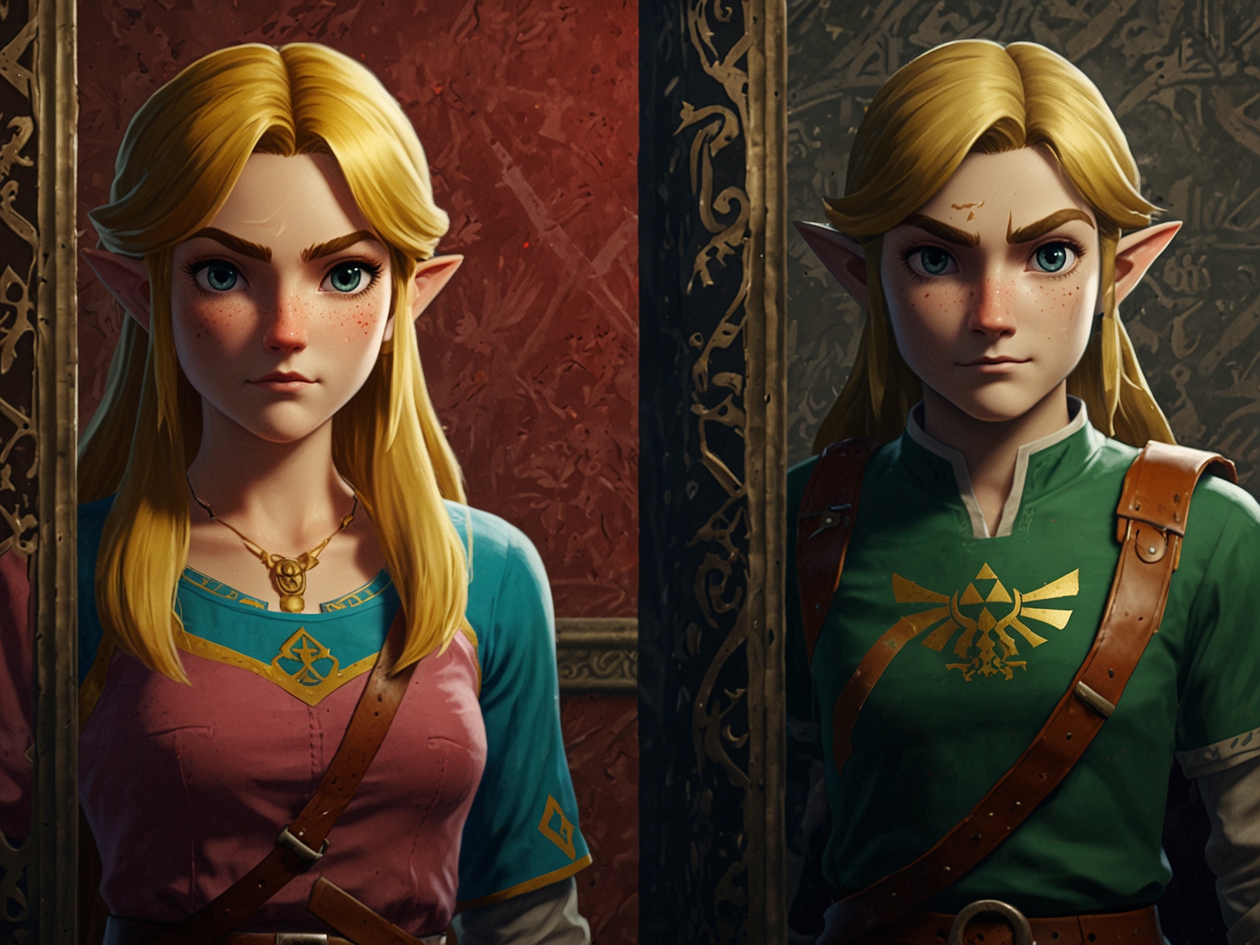 A split-screen image showing trailers of 'The Legend of Zelda: Tears of the Kingdom' and Elden Ring DLC 'The Scarlet Court' revealed during June's gaming showcases.