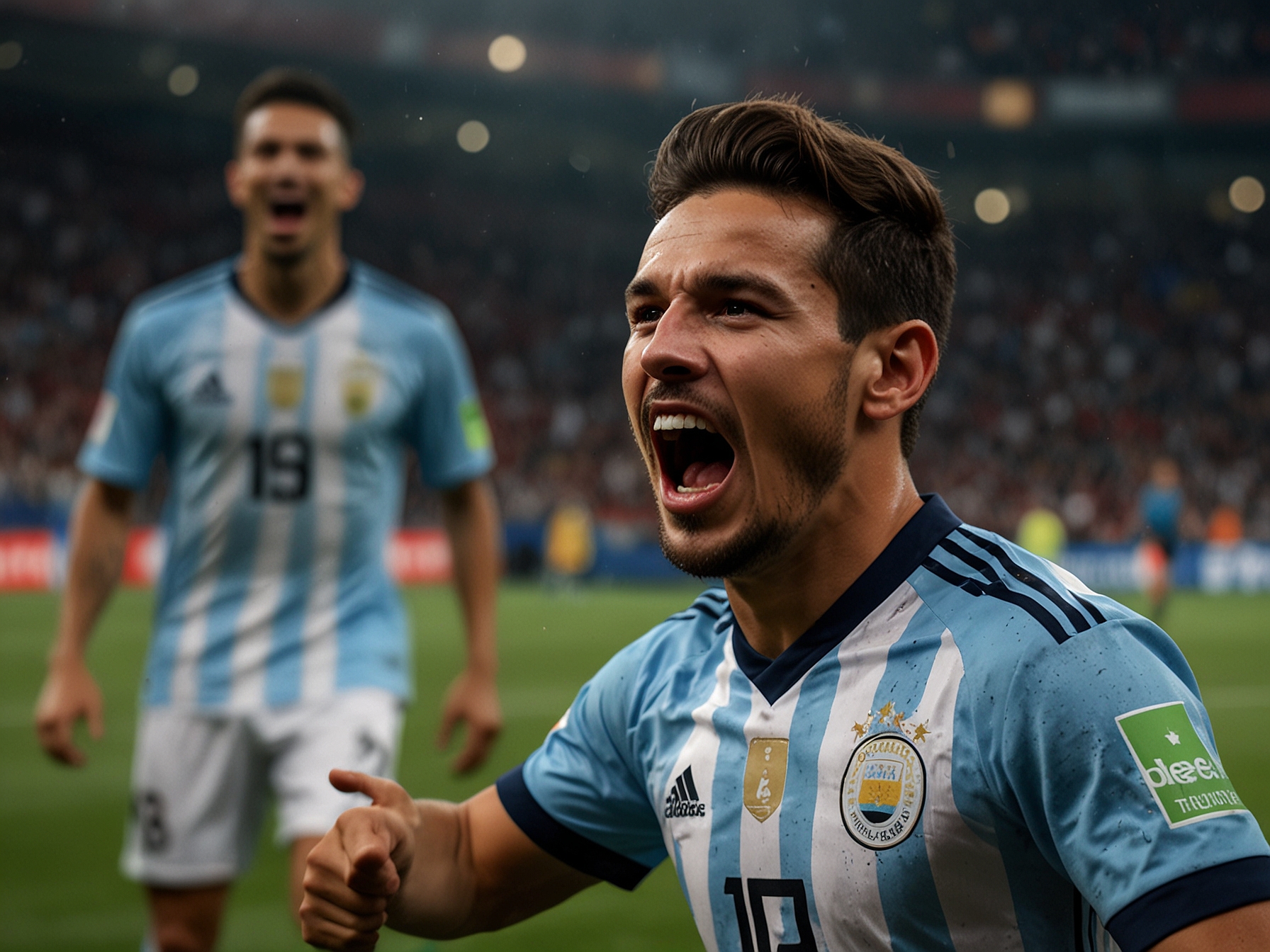 Julian Alvarez celebrates after scoring the opening goal for Argentina in the Copa America match, breaking the deadlock early in the second half and shifting the game’s momentum.