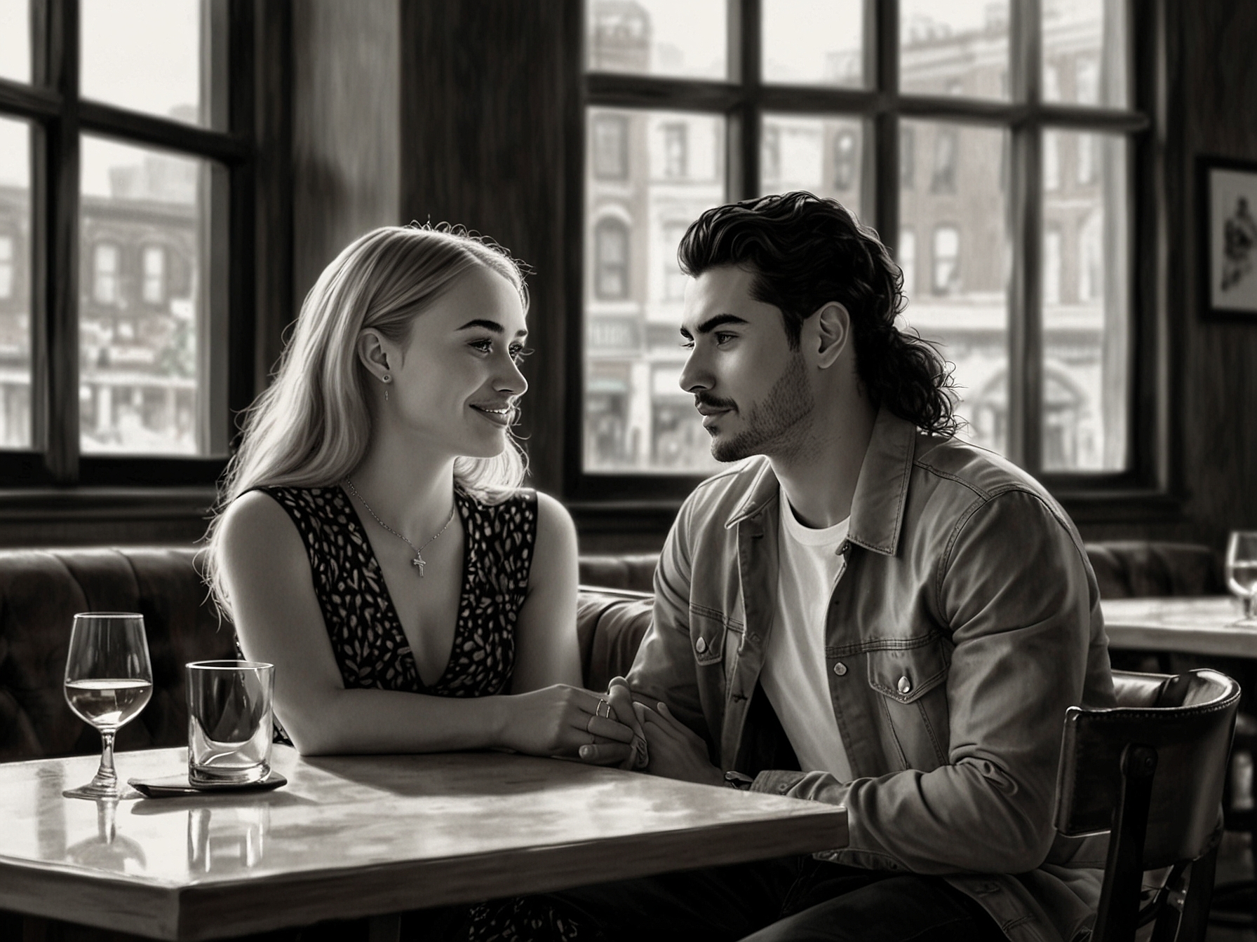 Sophie Turner and Joe Jonas spotted at an upscale Manhattan restaurant, engaged in friendly conversation, showcasing their efforts to maintain civility post-divorce.