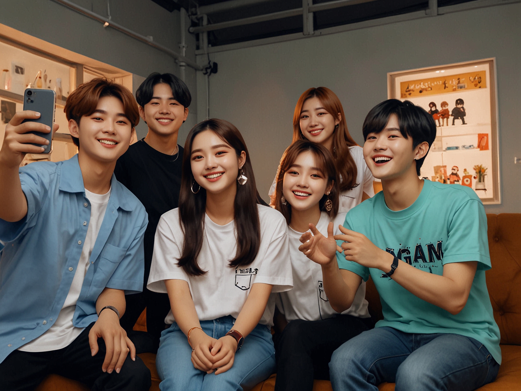 The members of BINI engaging with their fans during a live stream, showcasing their gratitude and maintaining a strong connection despite their hectic schedules as rising K-pop idols.