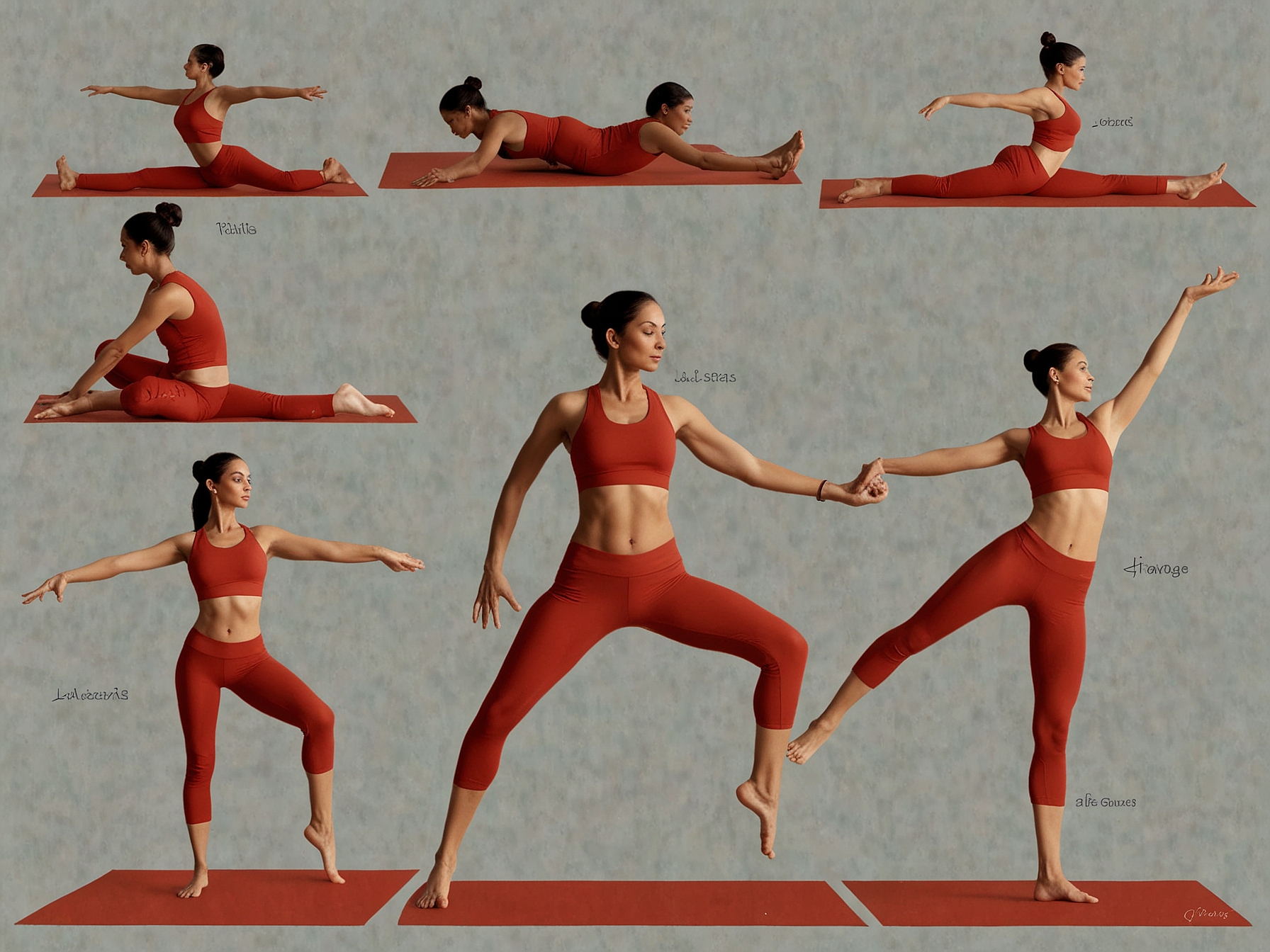 A collage of yoga asanas shared by Malaika Arora, demonstrating various poses and their benefits. This visual showcases how yoga aids in flexibility, strength, and emotional balance.