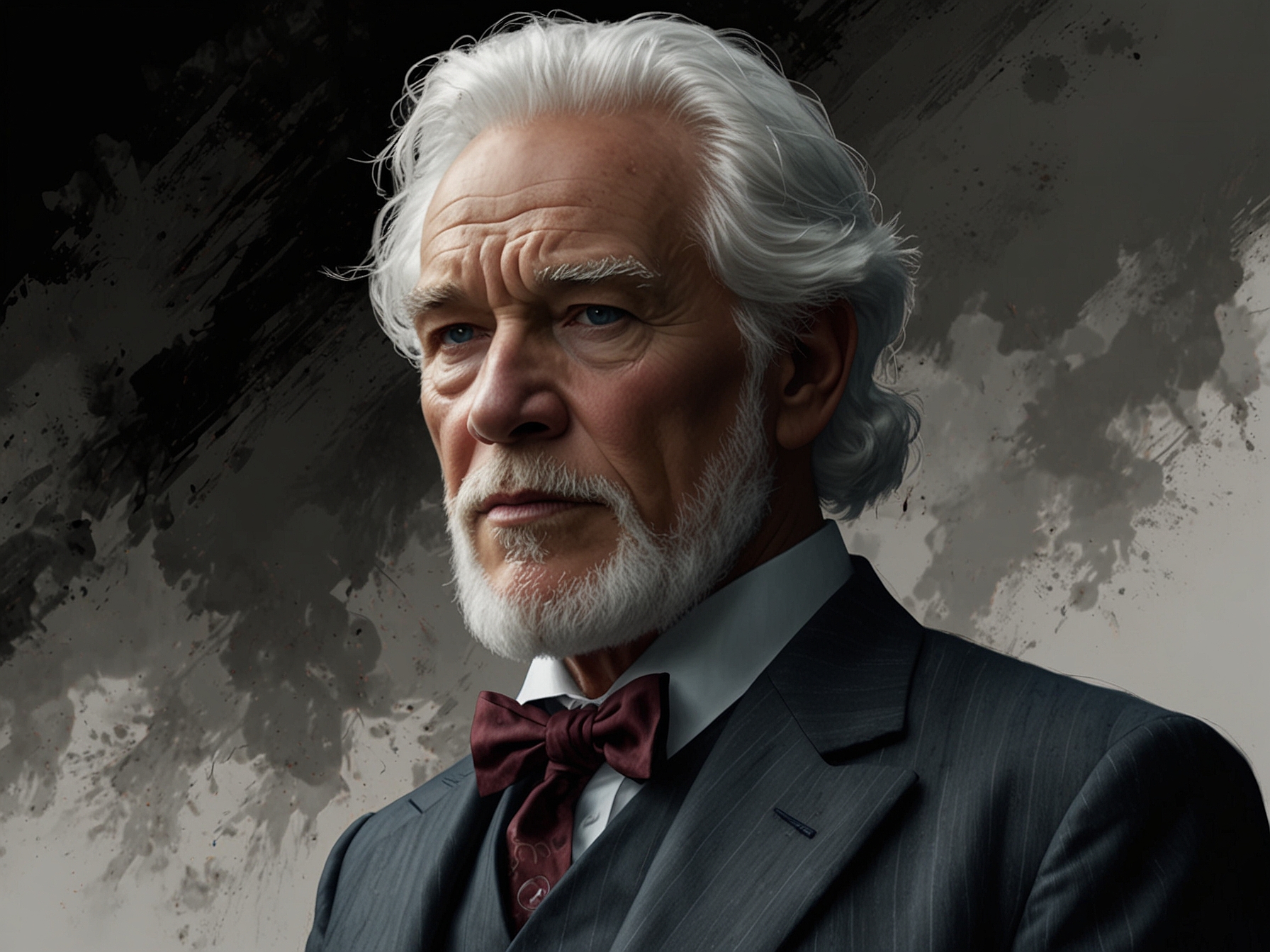 Sutherland as President Snow in 'The Hunger Games,' exuding a chilling yet charismatic presence, providing a formidable antagonist to Jennifer Lawrence's Katniss Everdeen.