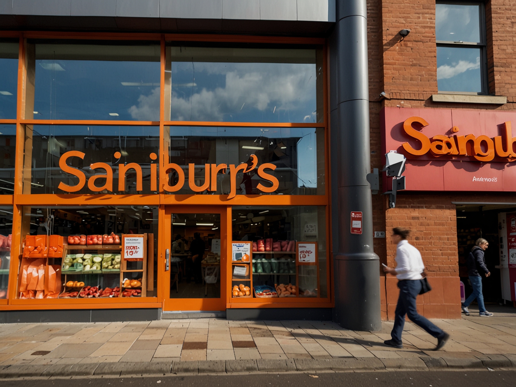 An image of the Sainsbury's logo prominently displayed on the facade of one of its grocery stores, symbolizing its renewed focus on the core retail business after the banking arm sale.