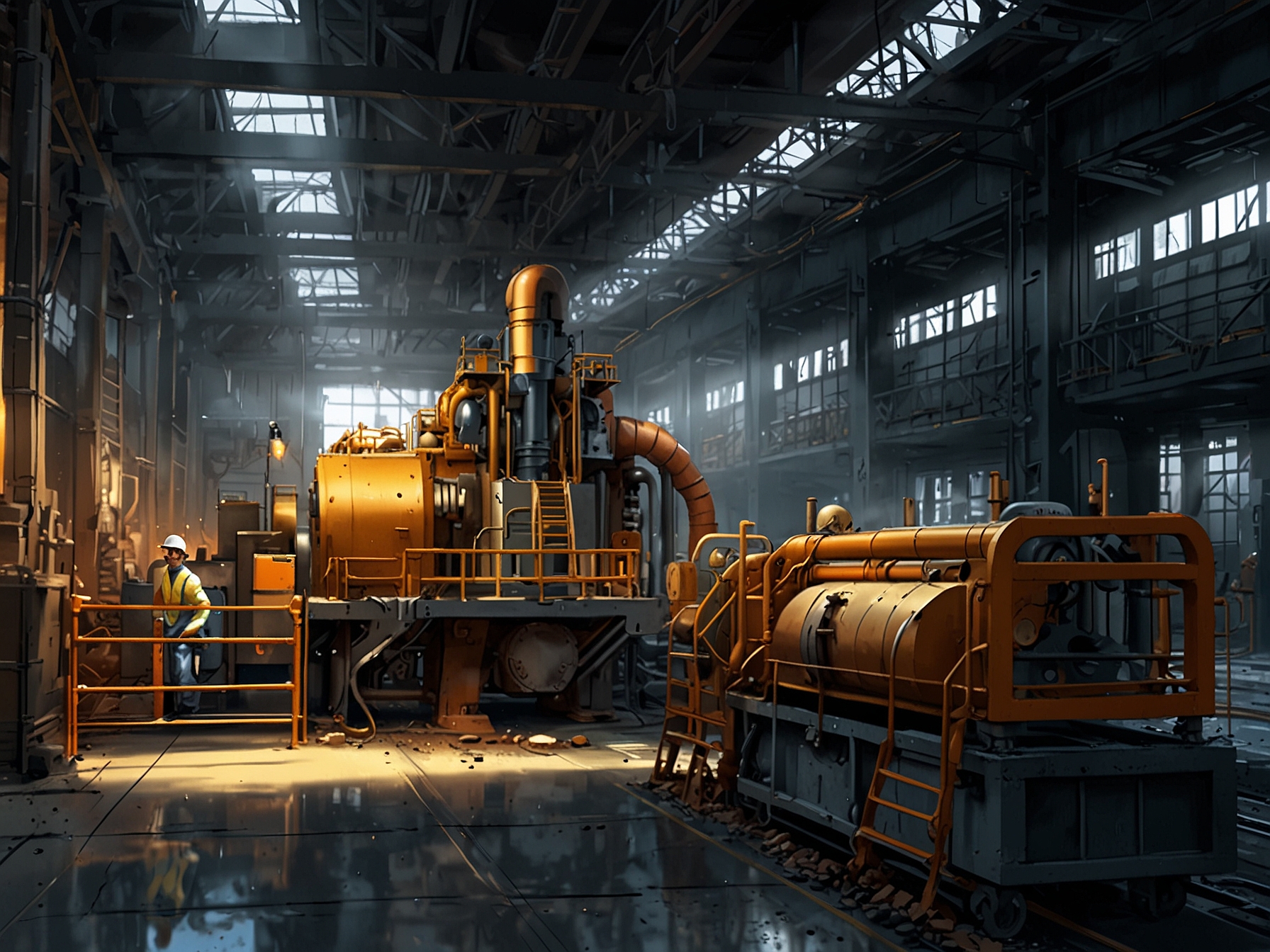 An industrial scene showcasing advanced mining and manufacturing processes, highlighting technological innovations contributing to the basic materials sector's growth.