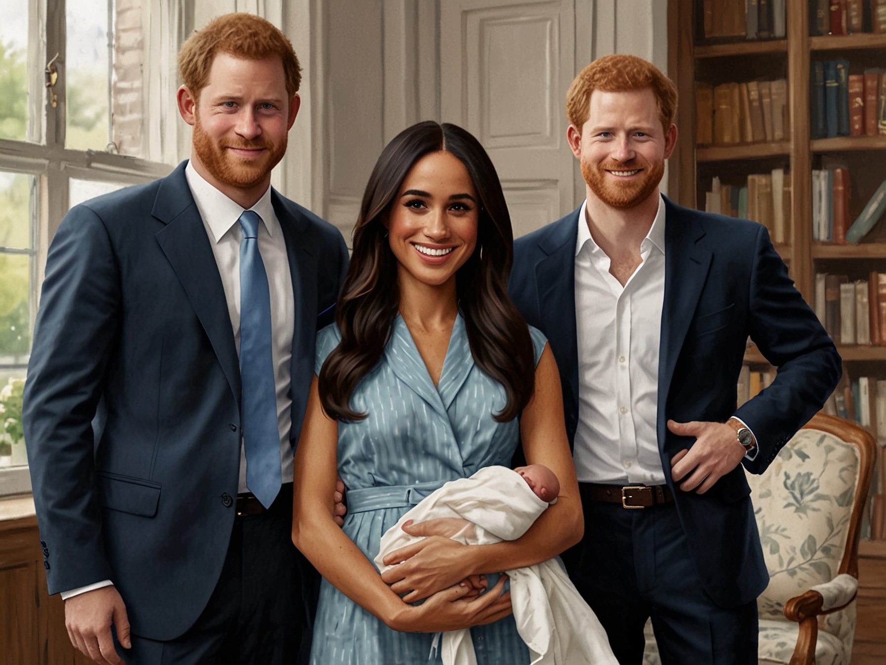 Archie and Lilibet with their parents, Prince Harry and Meghan Markle, symbolizing the family's new life in America and the emotional reunion King Charles hopes to achieve.