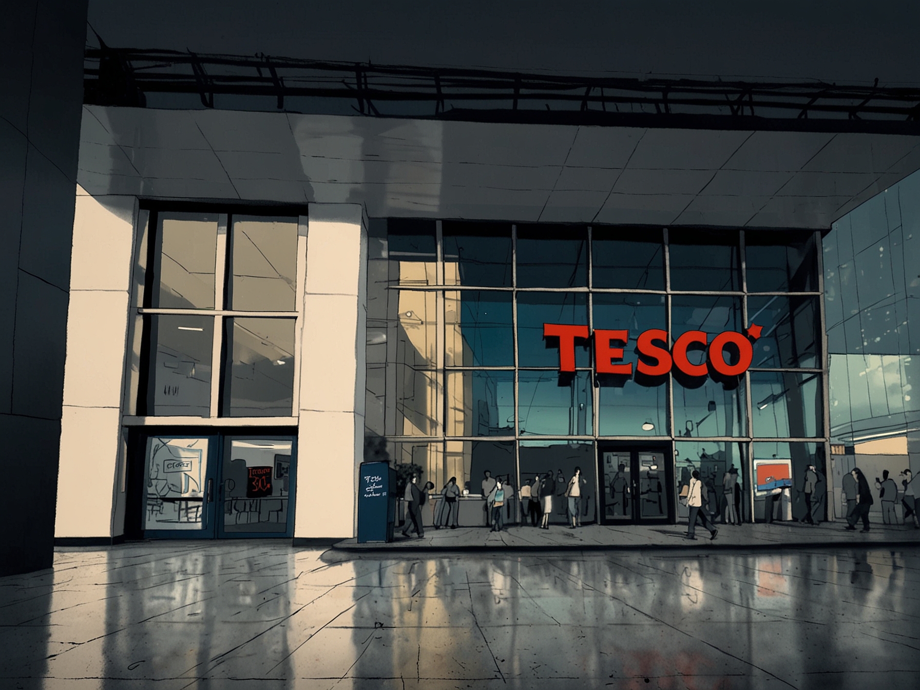 A bullish stock chart showing Tesco's 50% growth over the past year, reflecting its successful digital transformation and strategic initiatives in the retail market.