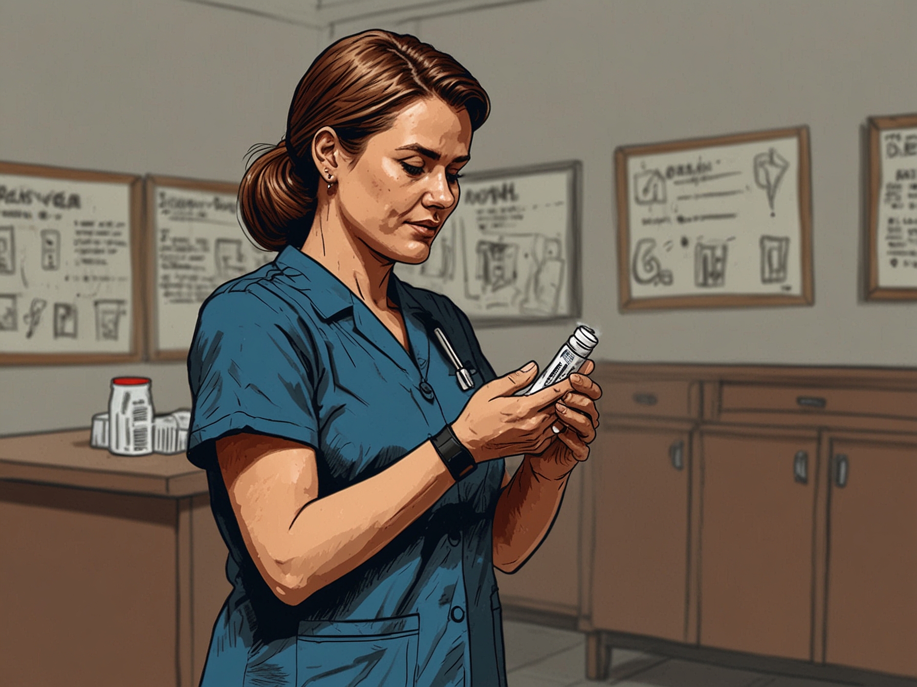 An image depicting a school nurse demonstrating the use of Narcan, highlighting its importance in reversing opioid overdoses and saving lives.
