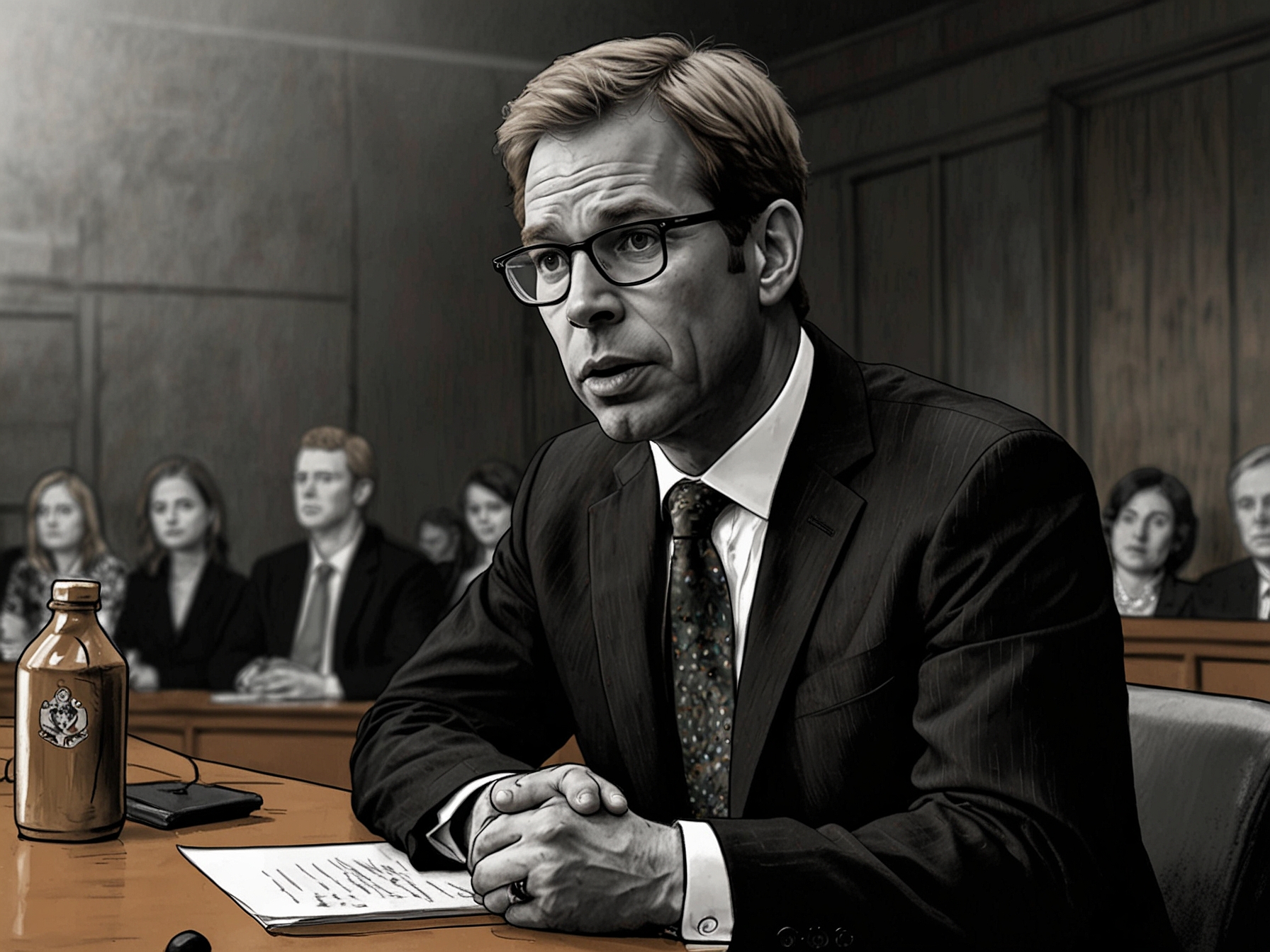 A grim-faced Tobias Ellwood speaking at a press conference, emphasizing the need for stringent action and accountability within the Conservative Party amidst betting allegations.