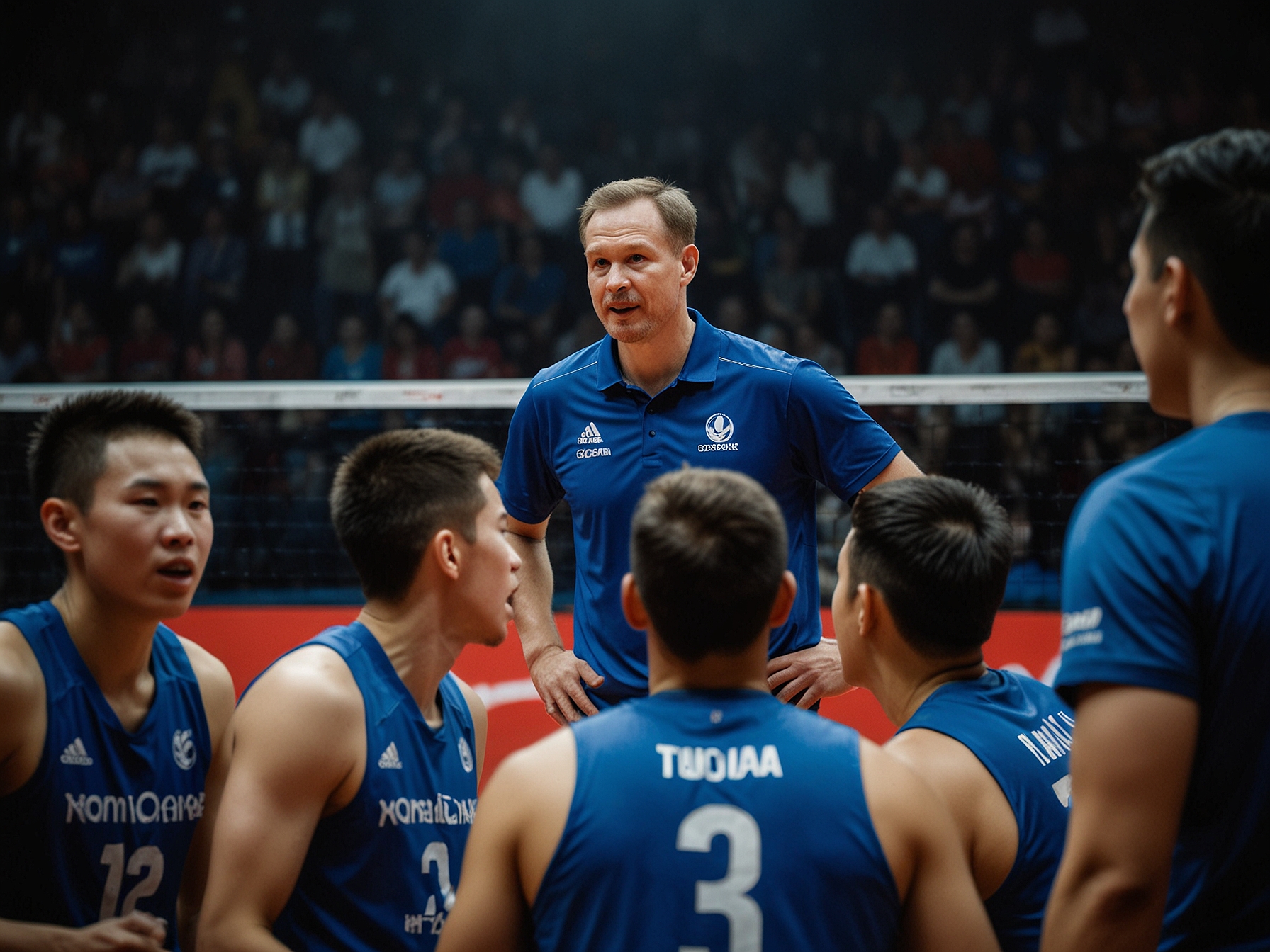 Coach Tuomas Sammelvuo motivates his players during a high-intensity match in the Manila Leg, emphasizing continuous improvement and preparation for the upcoming challenges in the VNL Final Eight.