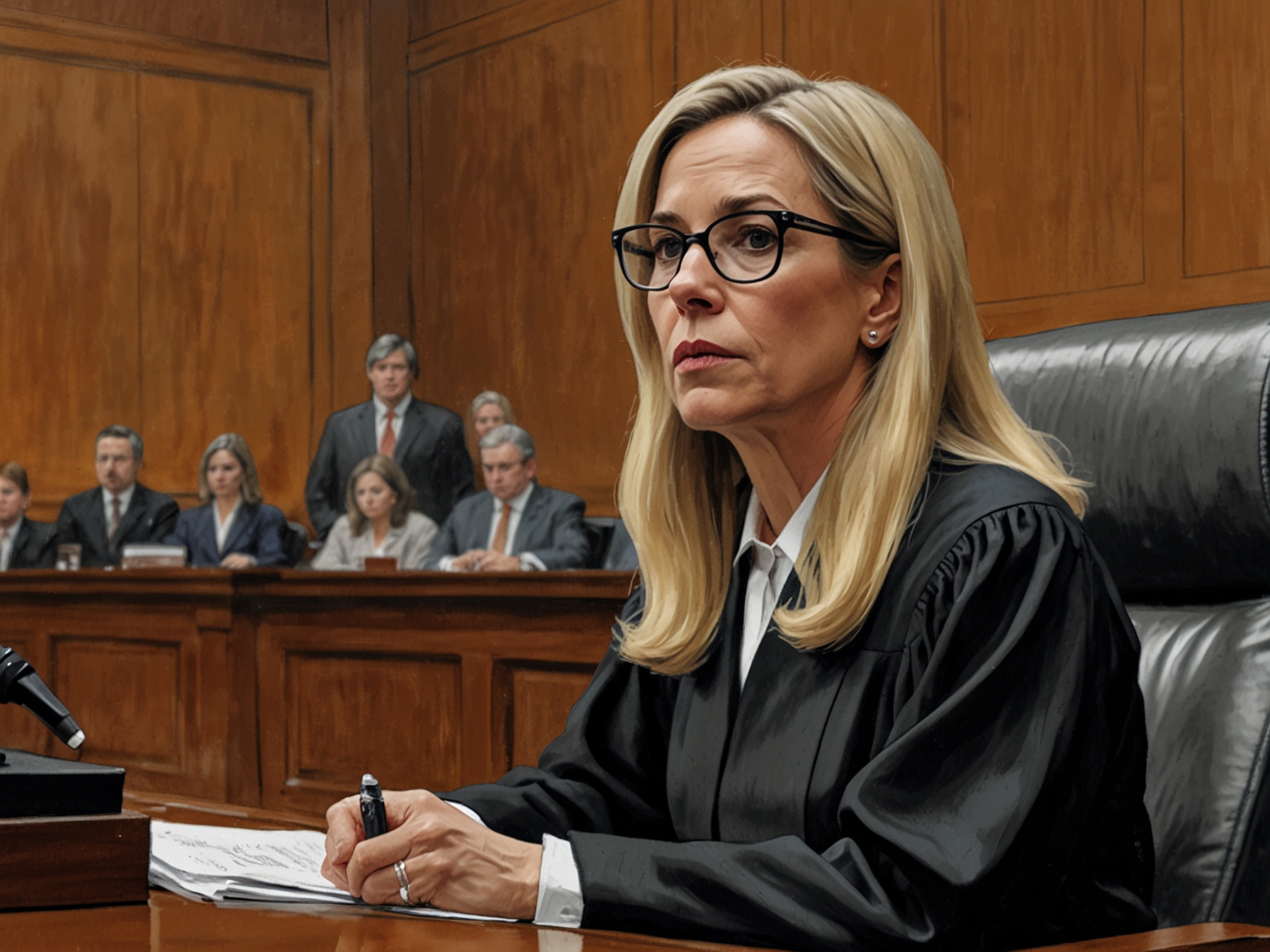 Federal Judge Aileen Cannon listens to arguments in a courtroom, considering the appointment of Jack Smith as special counsel amidst ongoing legal challenges involving former President Trump.