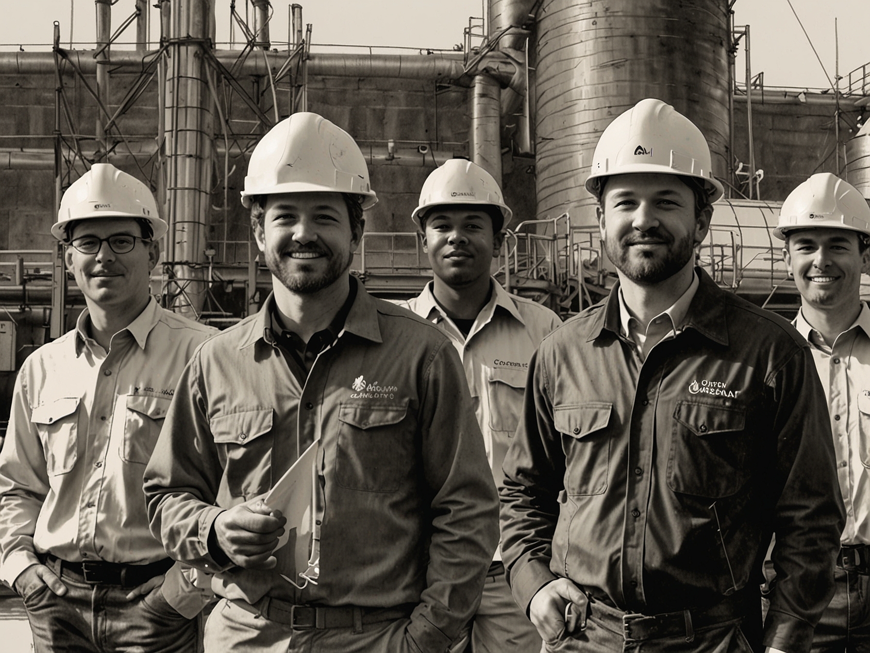 A diverse group of Canadian workers in clean energy industries, symbolizing the new sustainable jobs created under the Canadian Sustainable Jobs Act.