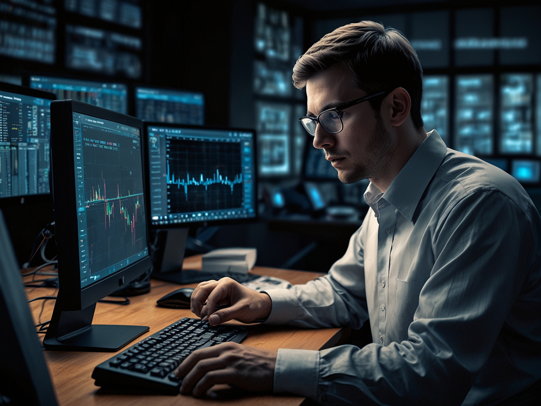 An image showing a retail trader using Benzinga's options scanner on a computer, emphasizing the importance of staying informed about significant trading activities.