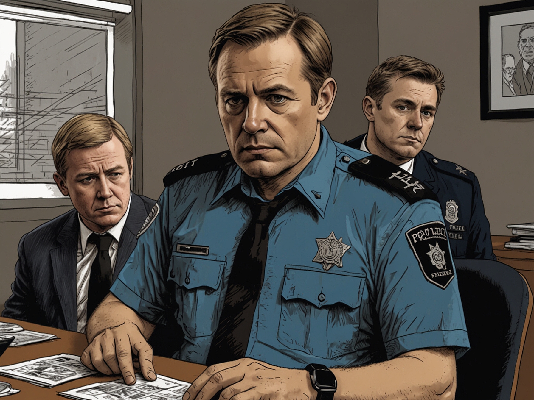Illustration of police officers caught in a betting scandal on the General Election, highlighting the serious breach of ethical and legal protocols involved.