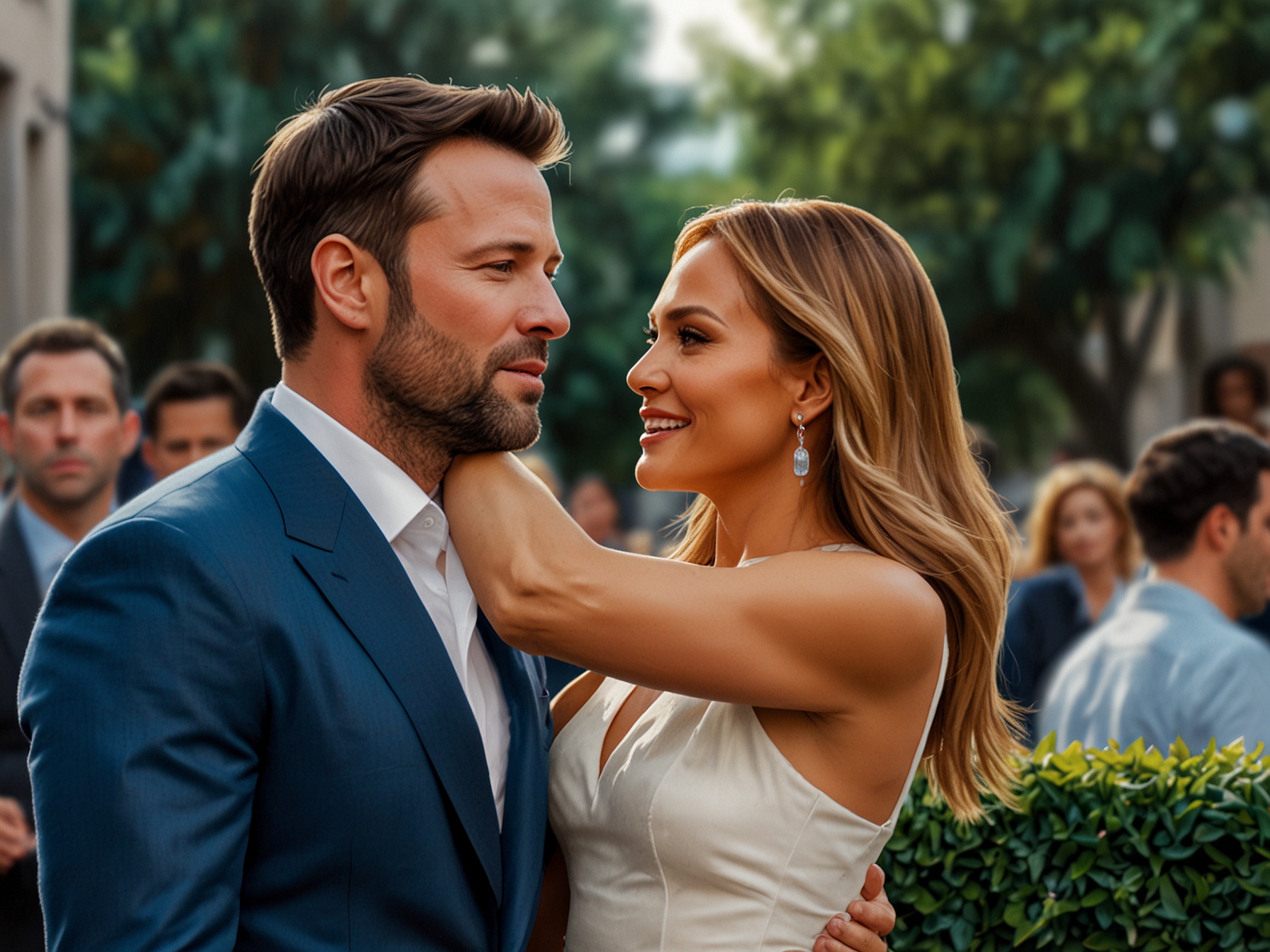 A candid photo of Jennifer Lopez and Ben Affleck, capturing their public reunion and the media attention surrounding their rekindled romance, often dubbed 'Bennifer 2.0.'