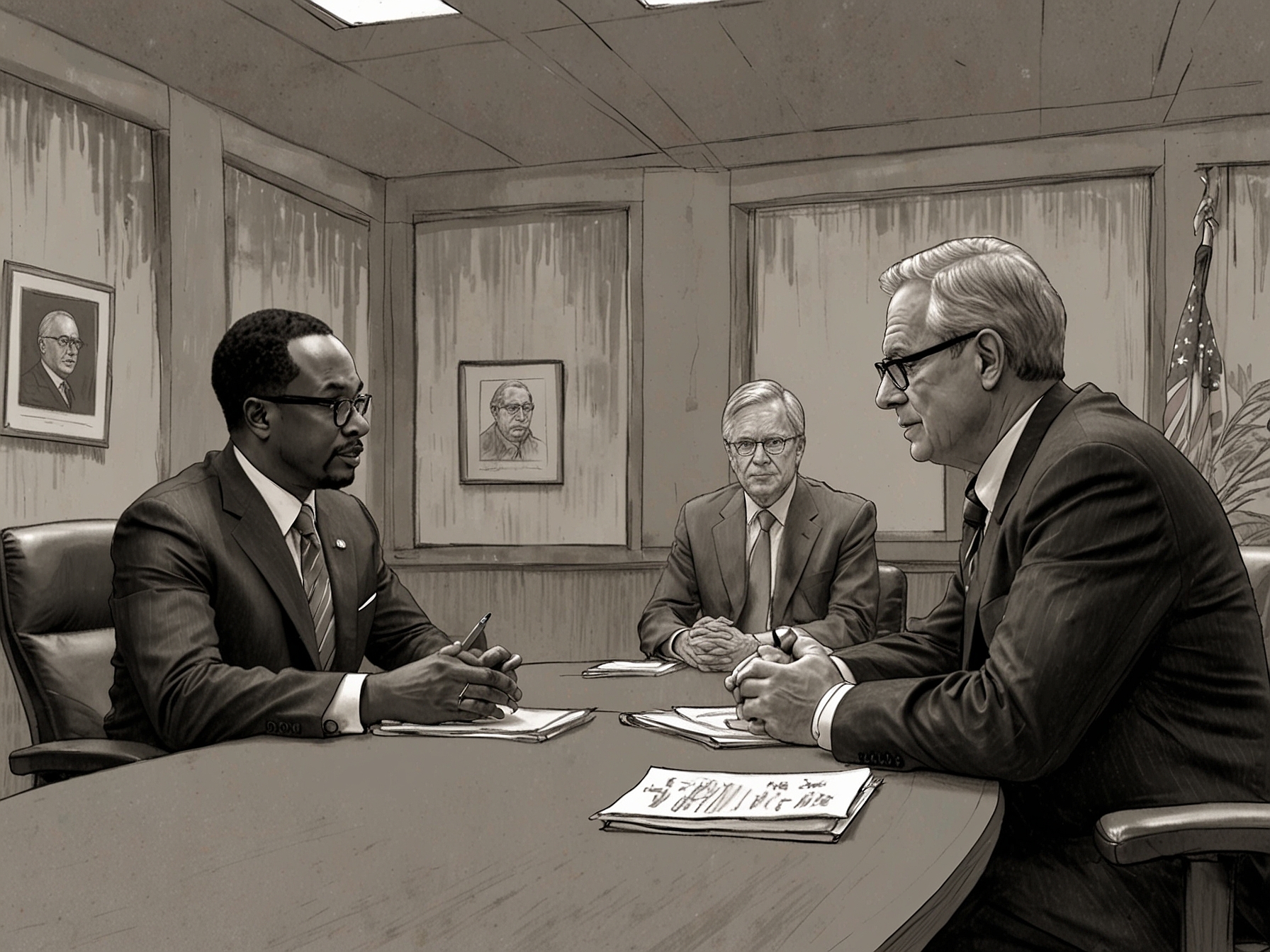 Lloyd Austin and Derek Chollet in a meeting room, symbolizing the integration of seasoned foreign policy experts into high-ranking Defense Department roles for cohesive national security strategies.