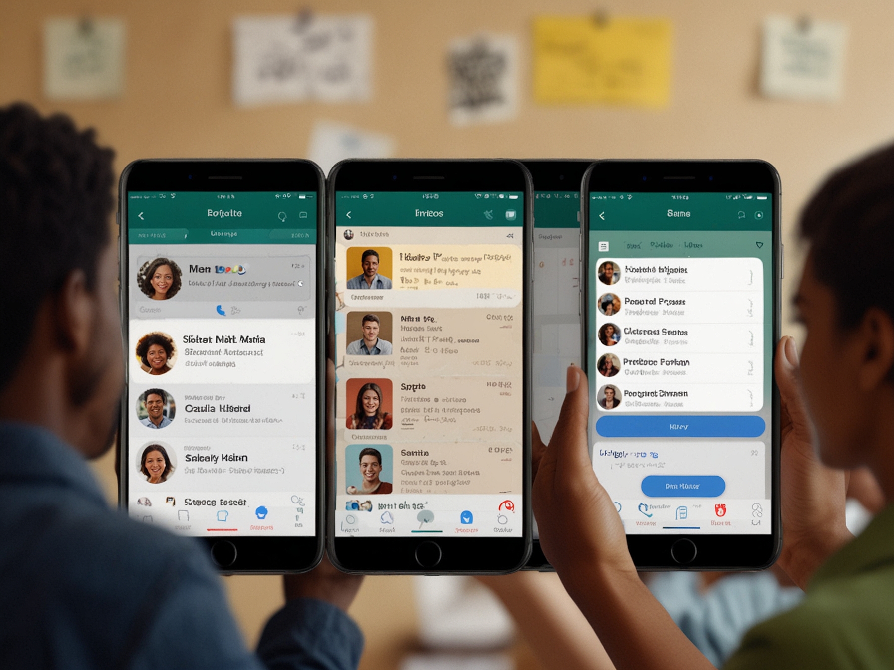 An illustration of multiple users collaborating in real-time on a single note using the updated Notes app in iOS 18, showcasing new sharing options and permissions.