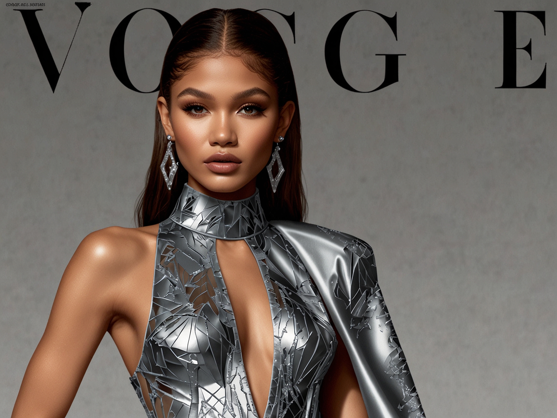 Zendaya dazzles at Vogue World 2024, wearing a futuristic metallic gown with geometric patterns. Her chic ensemble epitomizes the event's theme, merging athletic wear with high fashion details.