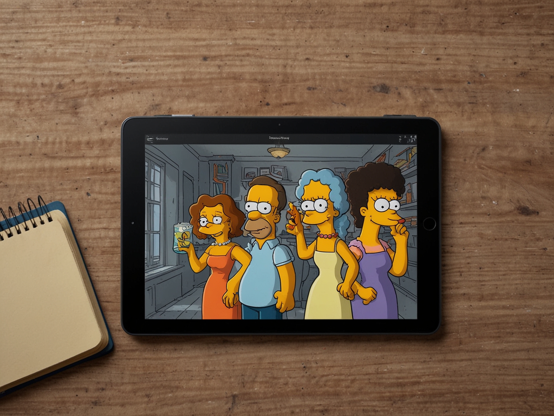 Illustration of multiple Disney+ popular series thumbnails such as 'Andor' and 'The Simpsons' displayed on a tablet, highlighting the diverse content available for streaming.