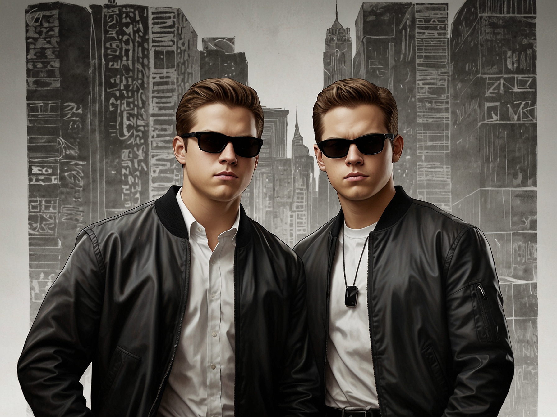 A graphic depicting a split screen with 'Jump Street' on one side and 'Men in Black' on the other, symbolizing the creative hurdles in merging both movie worlds into one narrative.