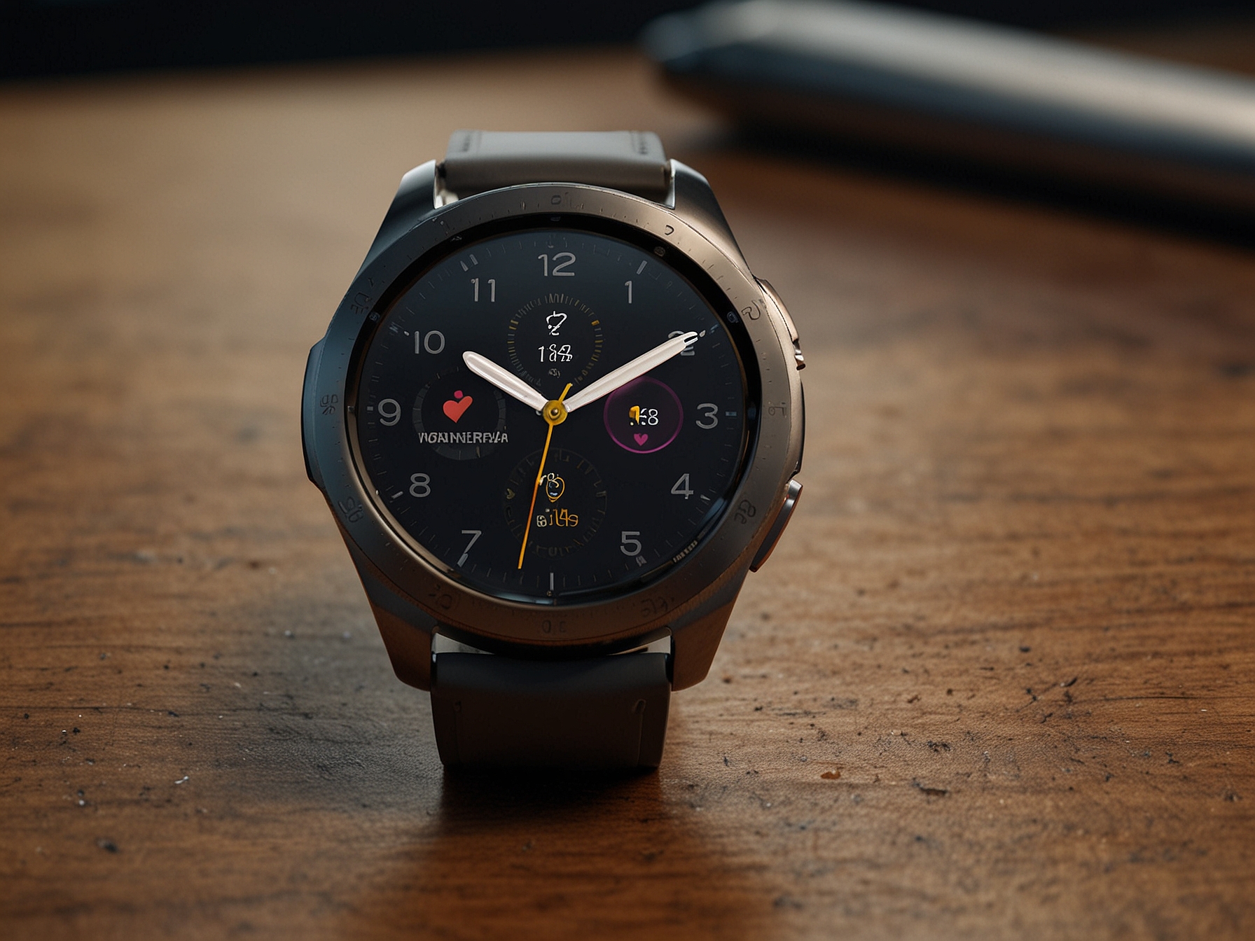 Illustration of the Galaxy Watch 7's new health sensors, including a heart rate monitor, blood pressure tracking, and potentially glucose level monitoring, emphasizing the wearable's focus on health and wellness.