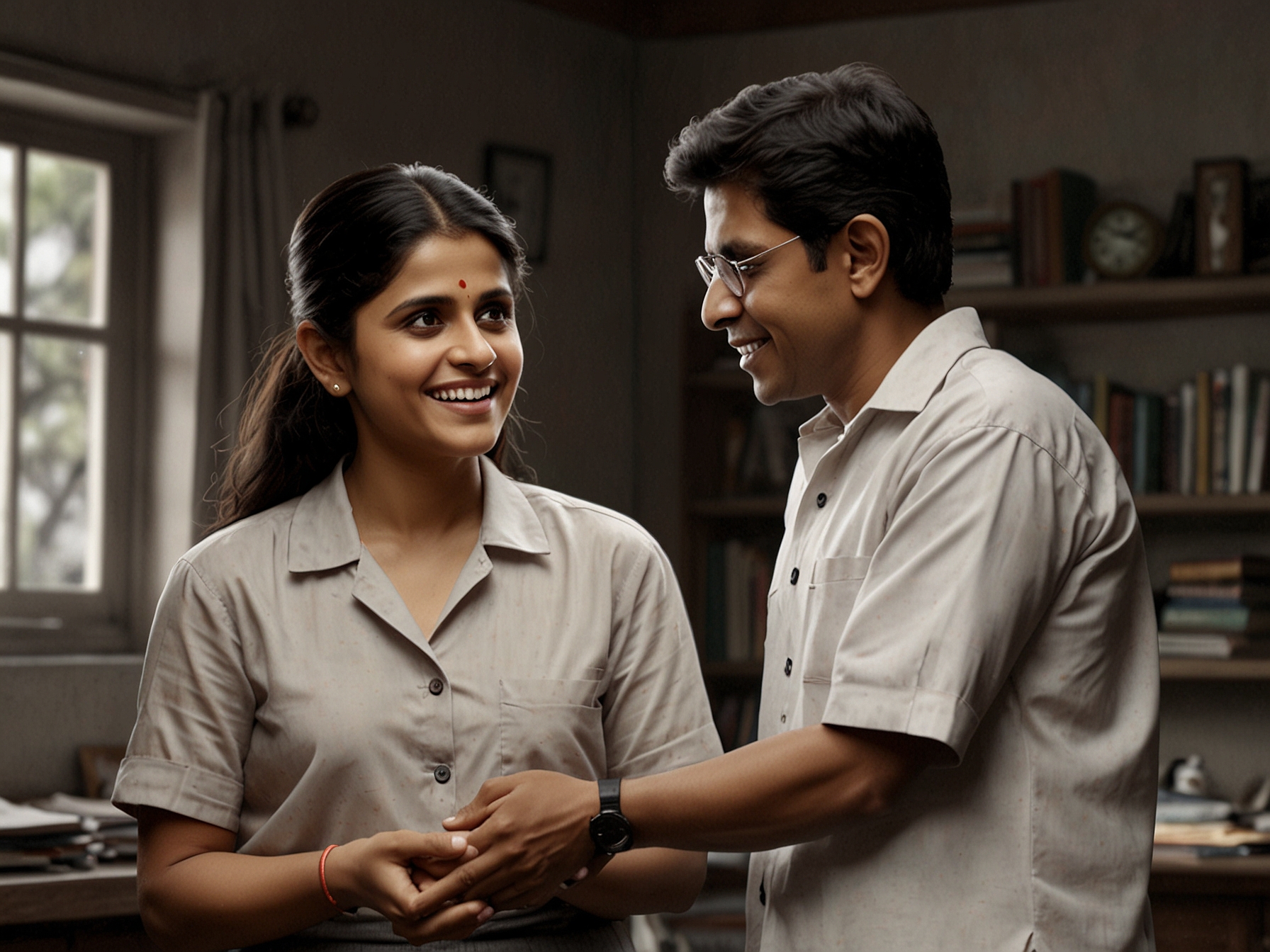 A heartfelt moment featuring Sai Tamhankar in 'Mimi,' where she plays Shama, a supportive friend. Her impeccable comic timing and emotional depth stand out, contributing to the film's success.