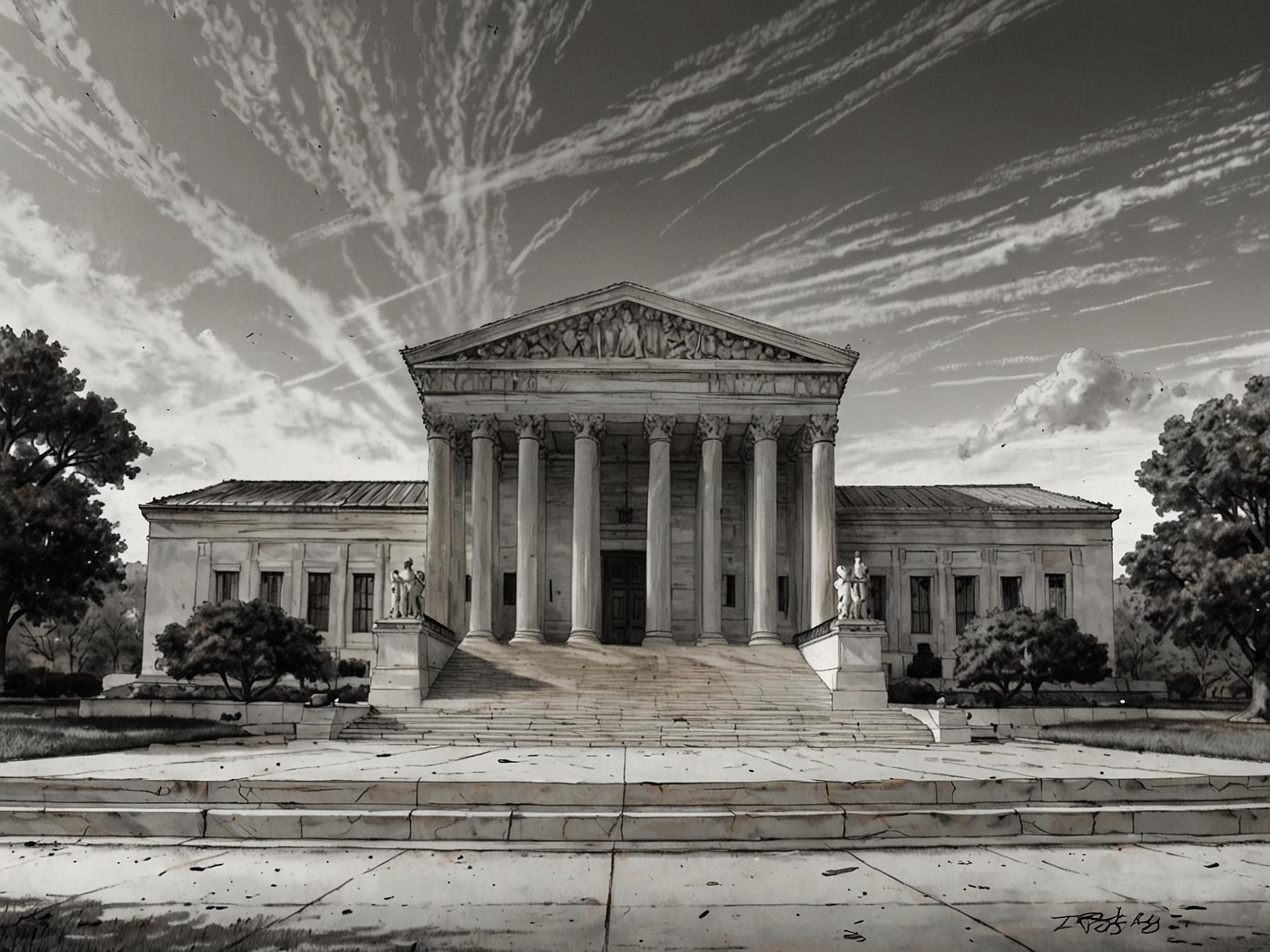 An image of the Supreme Court building, capturing the historic institution where monumental decisions like upholding laws against domestic abusers possessing guns are made.