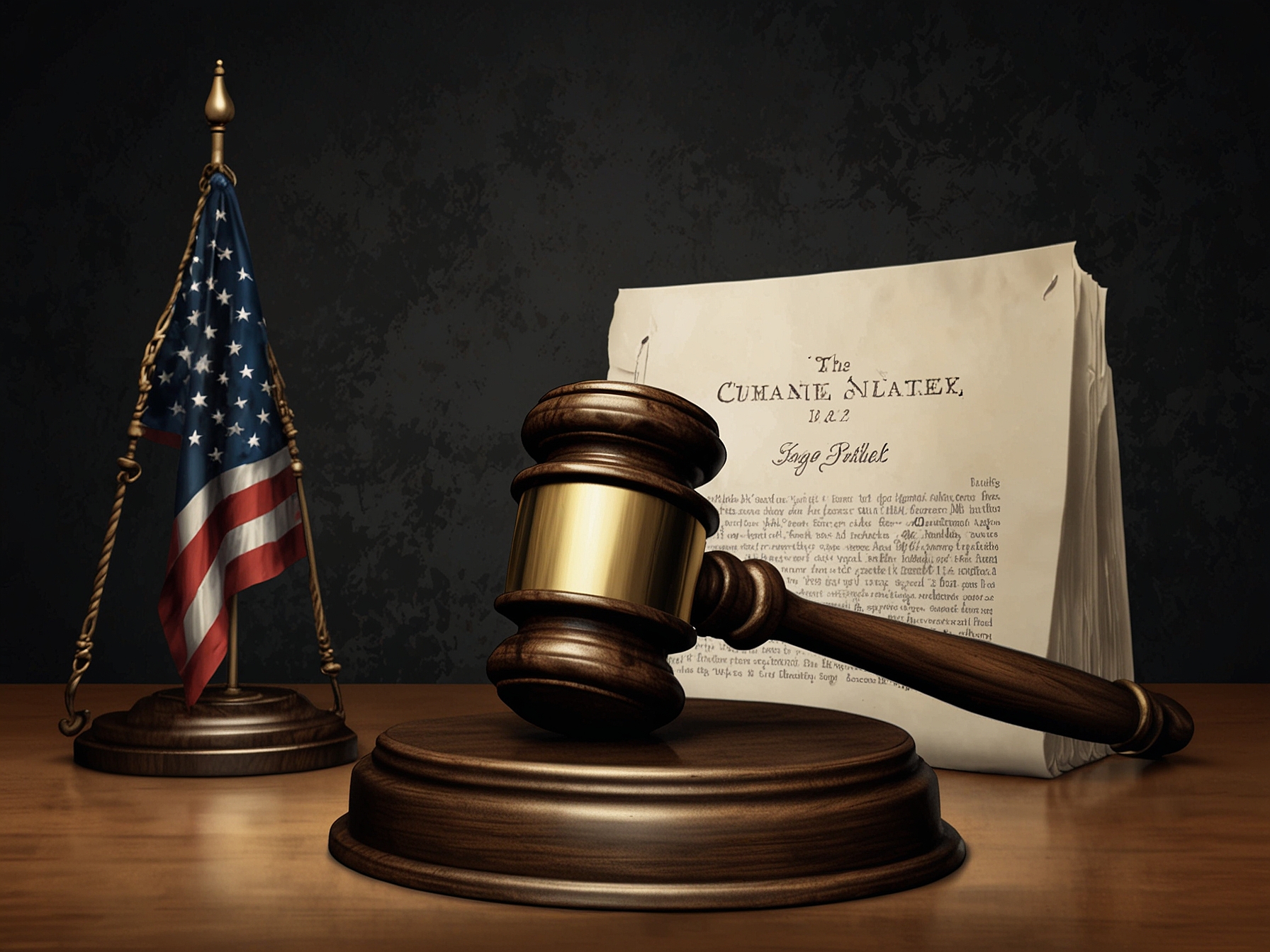An illustration depicting a judge's gavel and a firearm, symbolizing the judicial balance between upholding the Second Amendment and enacting measures for public safety.