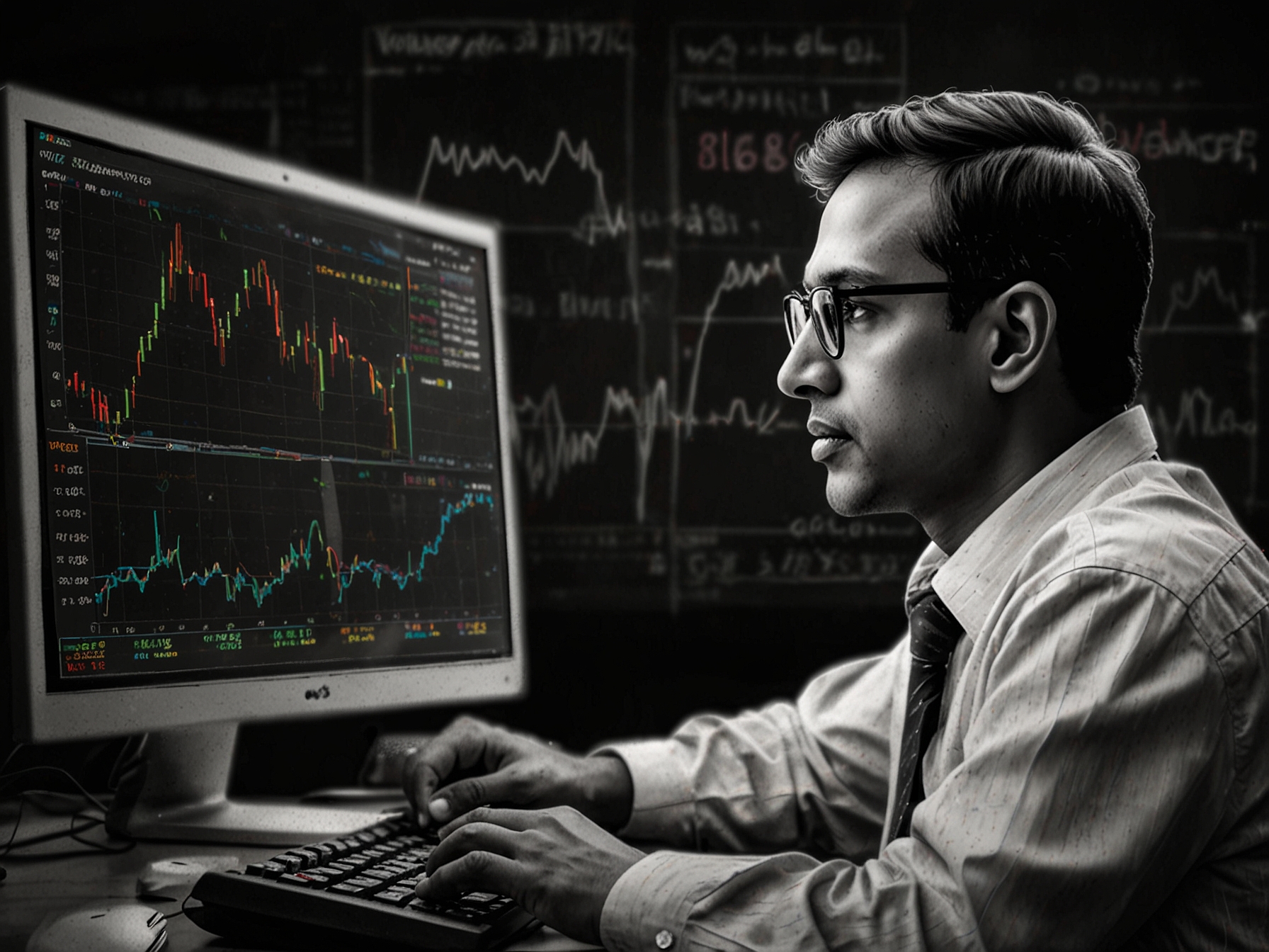 Rajesh Palviya of Axis Securities analyzing market data on a computer, highlighting the research and strategic basis behind stock recommendations.