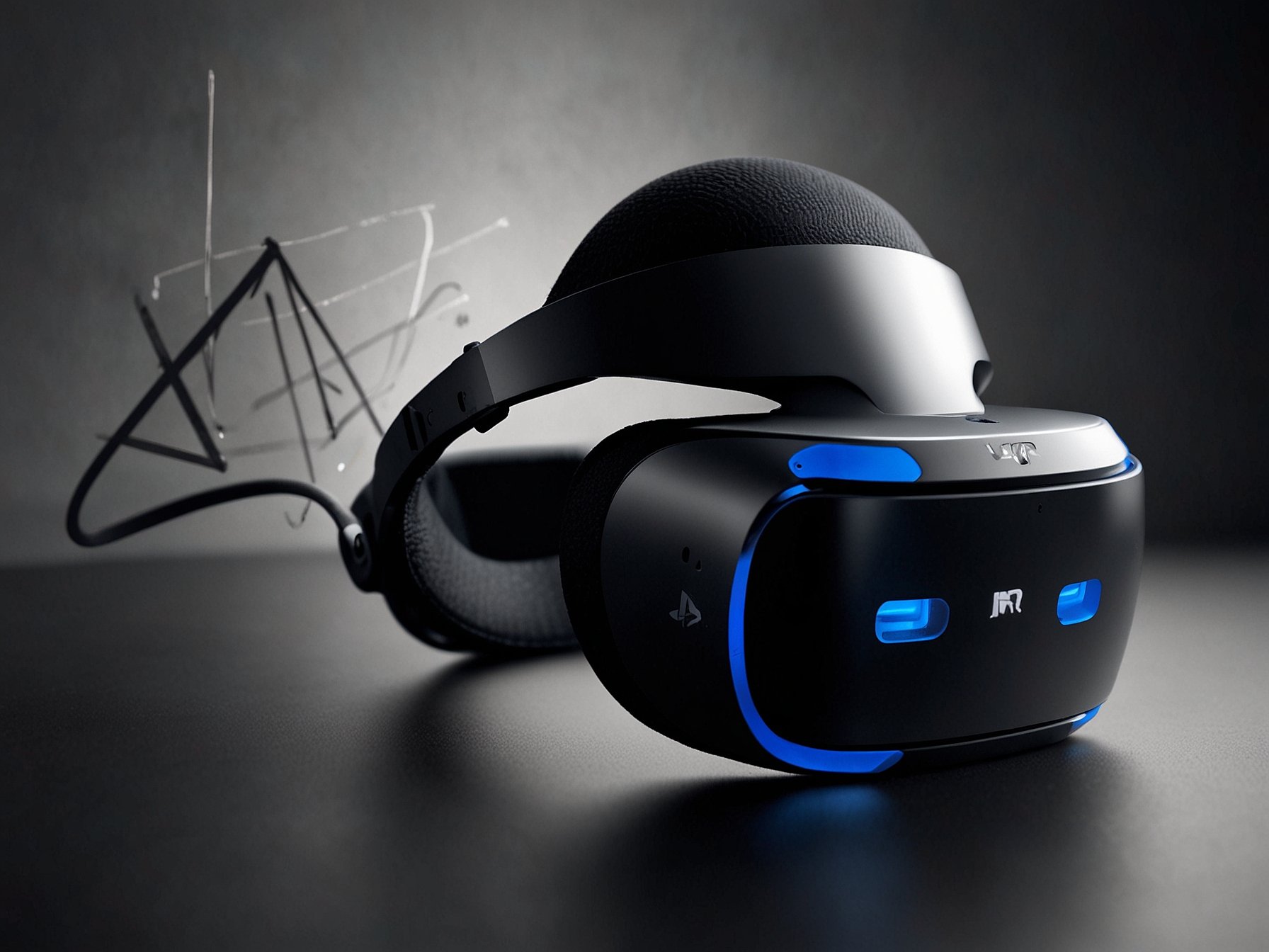 A depiction of the PlayStation VR2 headset, representing Sony's evolving approach to virtual reality gaming amidst cutbacks in VR game development.