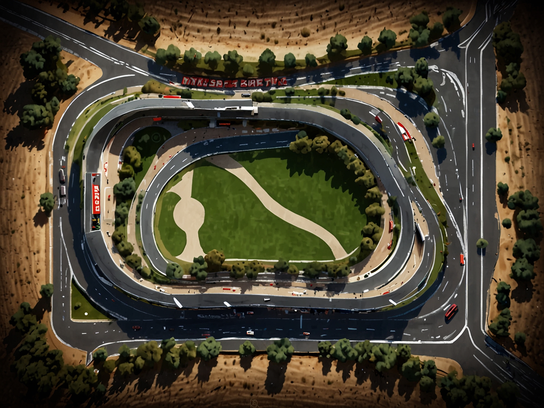 An aerial view of the Circuit de Barcelona-Catalunya showcasing its unique layout of undulating curves and long straights, underlining why it remains a favorite for testing and racing.