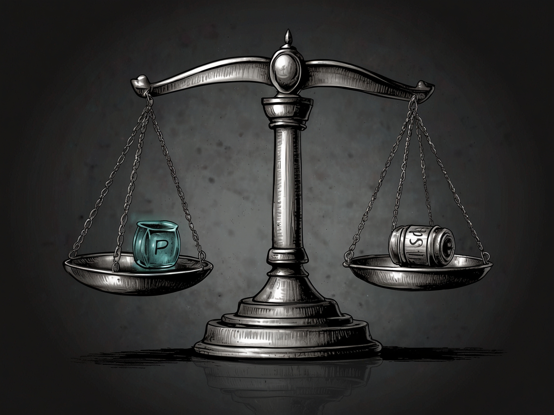 A legal scales icon representing the potential legal ramifications for Perplexity, including copyright infringement and defamation claims due to AI-generated content.