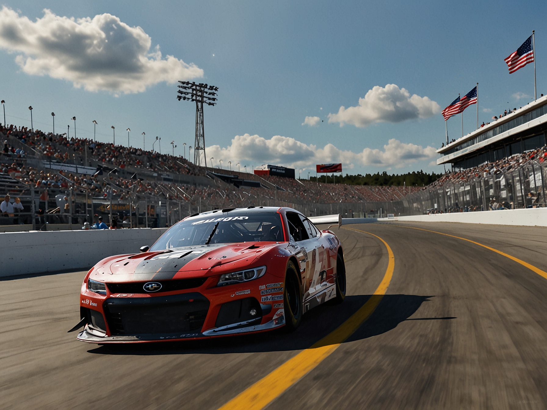 Chase Briscoe maneuvering his No. 14 Stewart-Haas Racing car expertly around New Hampshire Motor Speedway's challenging track, demonstrating his driving prowess.