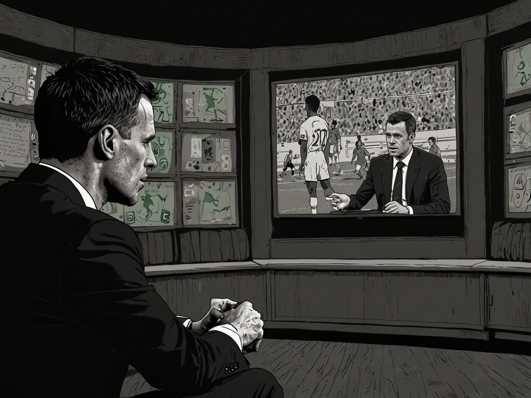 Jamie Carragher engaging in an in-depth analysis on television, emphasizing that England's big-name stars need to deliver more consistently on the international stage.