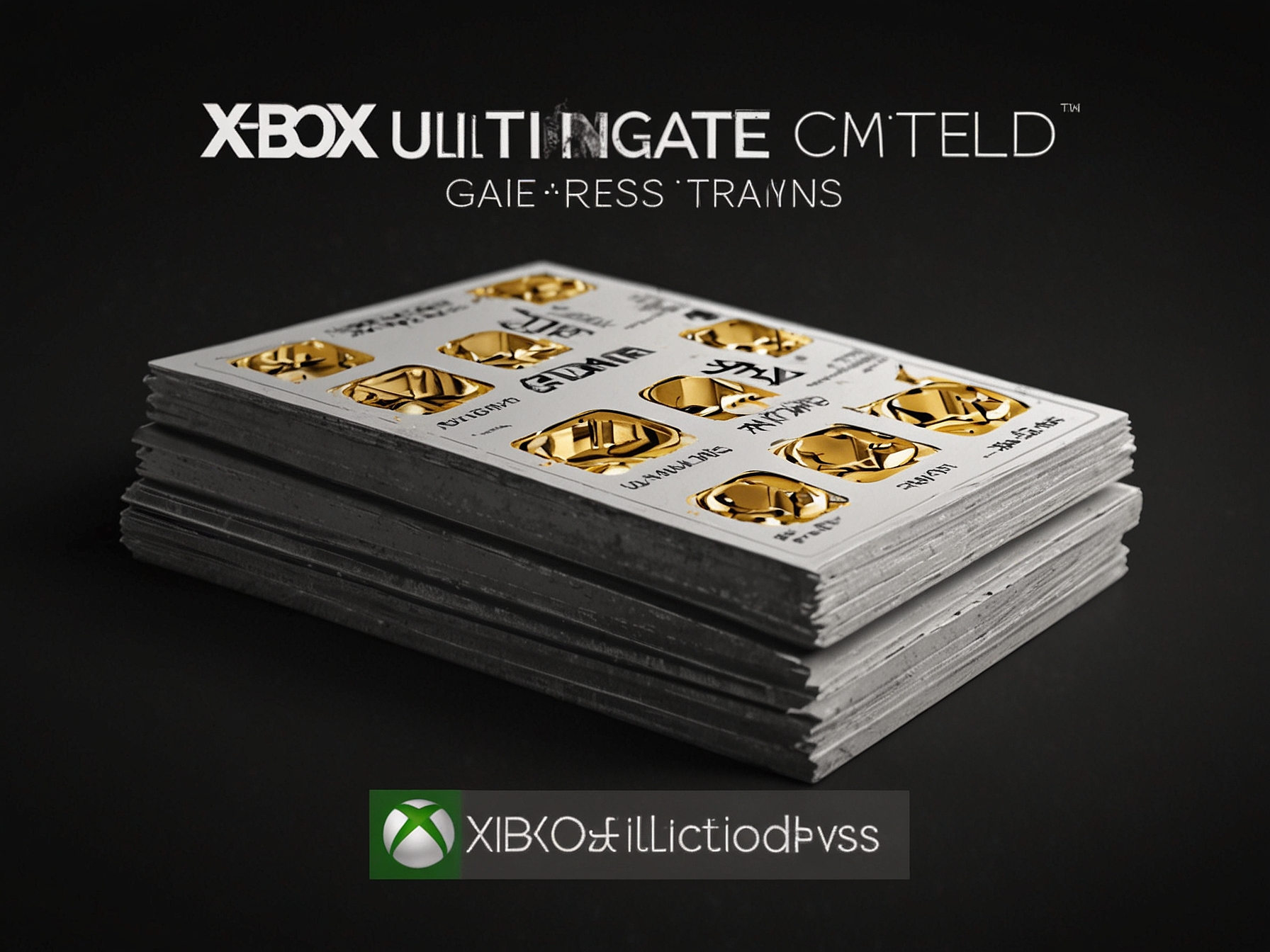 A stack of Xbox Live Gold subscription cards with a promotional banner highlighting affordable upgrade strategies to Xbox Game Pass Ultimate, including Microsoft promotional rates.