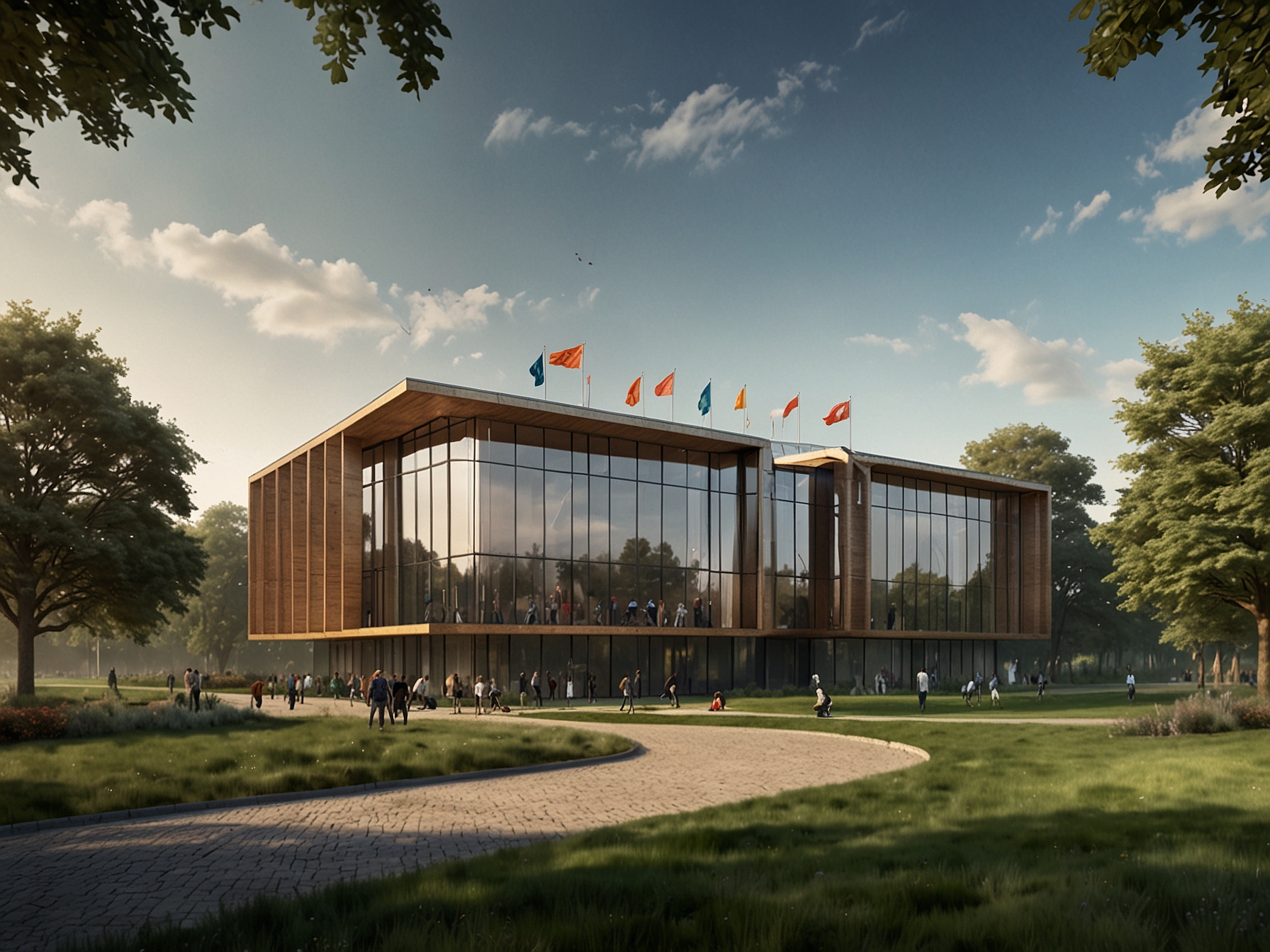 An image of the Dutch Olympic Committee headquarters with its logo, highlighting the governance body responsible for the controversial decision to exclude top Dutch golfers from the Olympics.