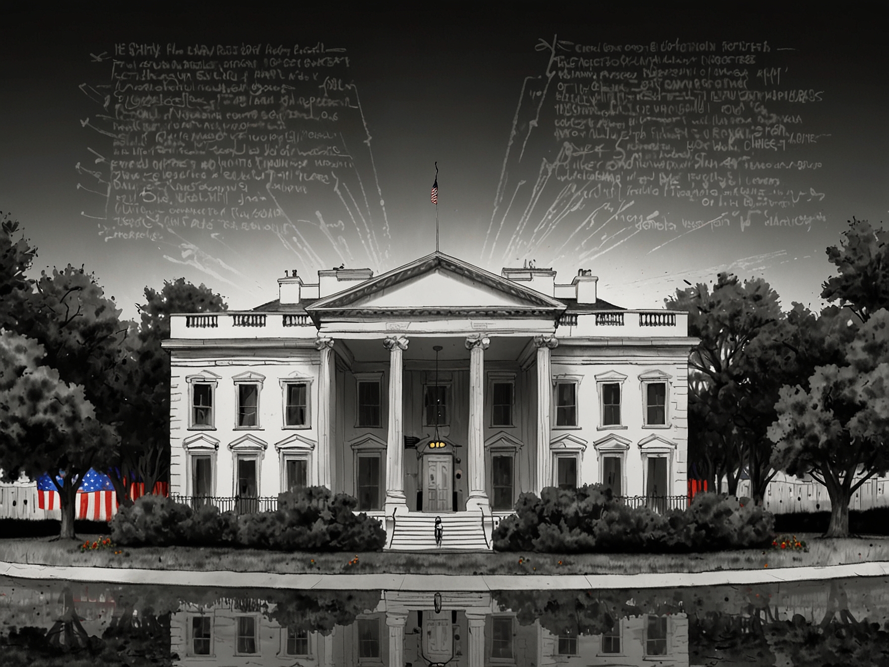 Illustration of the White House with an overlay of a social media interface highlighting controversial anti-Israel tweets, emphasizing the clash between public officials and online statements.
