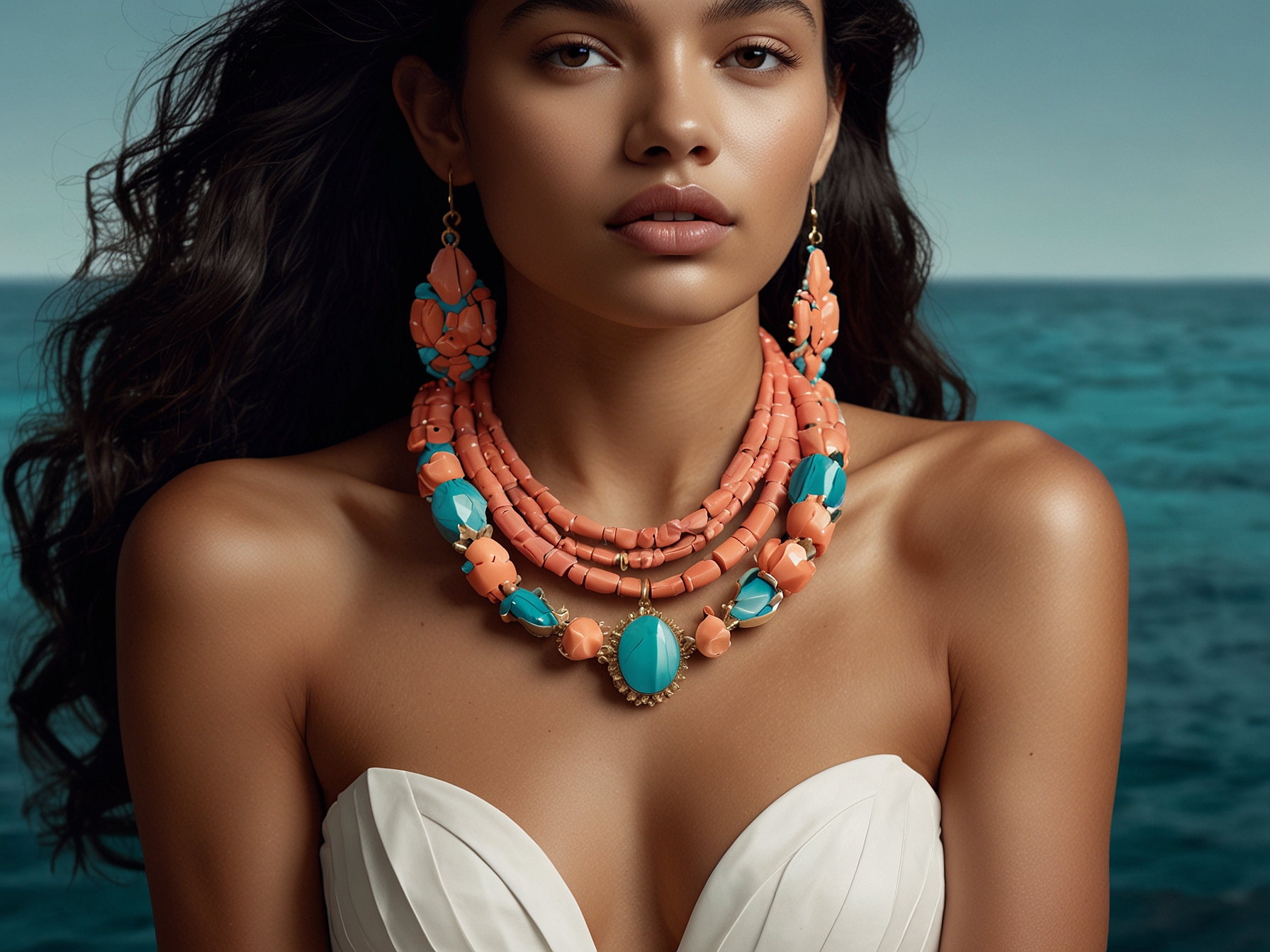 Ken Samudio's eco-friendly jewelry designs mimicking coral reefs and marine life, created from recycled plastic and indigenous materials, demonstrating his sustainable approach to fashion.