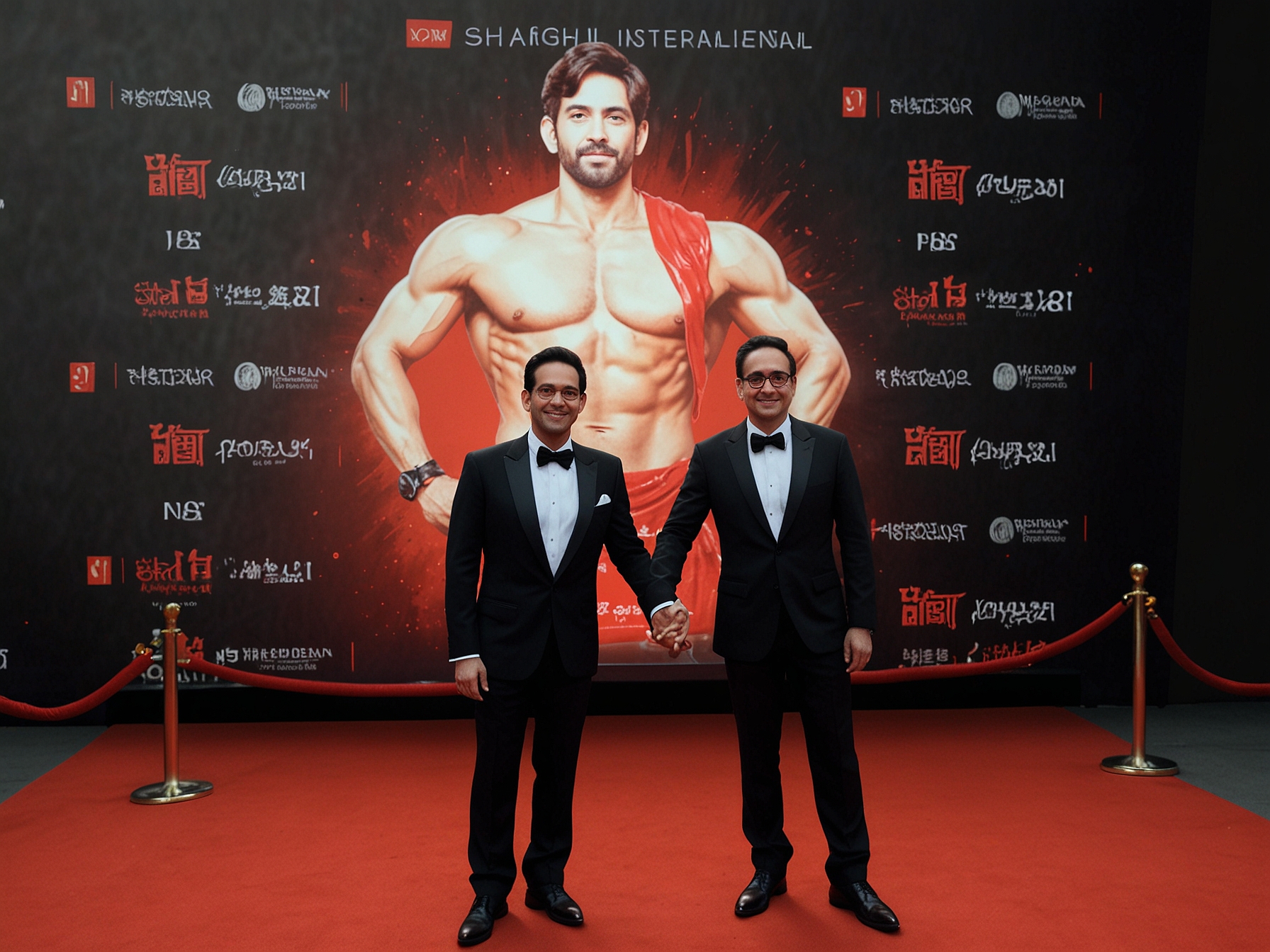 Vikrant Massey and Vidhu Vinod Chopra stand proudly at the red carpet of the Shanghai International Film Festival, signifying '12th Fail's' milestone in global cinema.