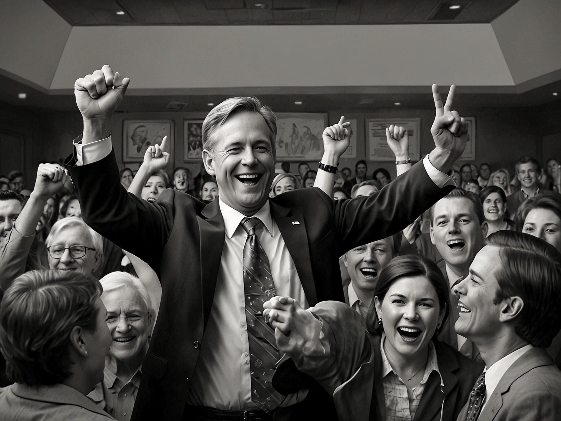 Jeff Crank, the newly elected GOP candidate for Colorado’s 5th District, stands with supporters during his victory speech after defeating incumbent Dave Williams in the primary election.
