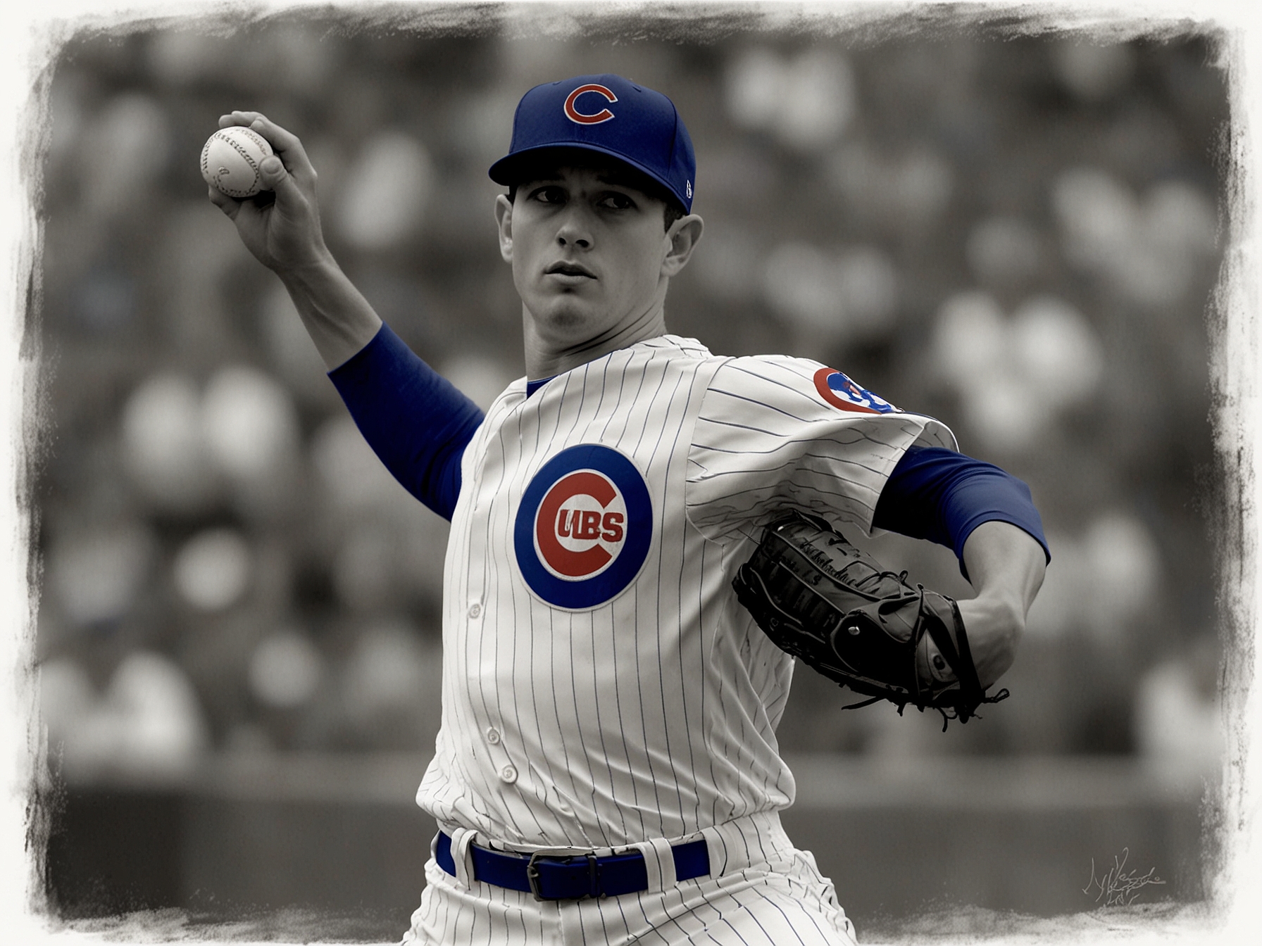 Chicago Cubs' pitcher Kyle Hendricks winds up for a crucial pitch against the San Francisco Giants. The focus is evident as the team's playoff hopes hang in balance during this pivotal game.