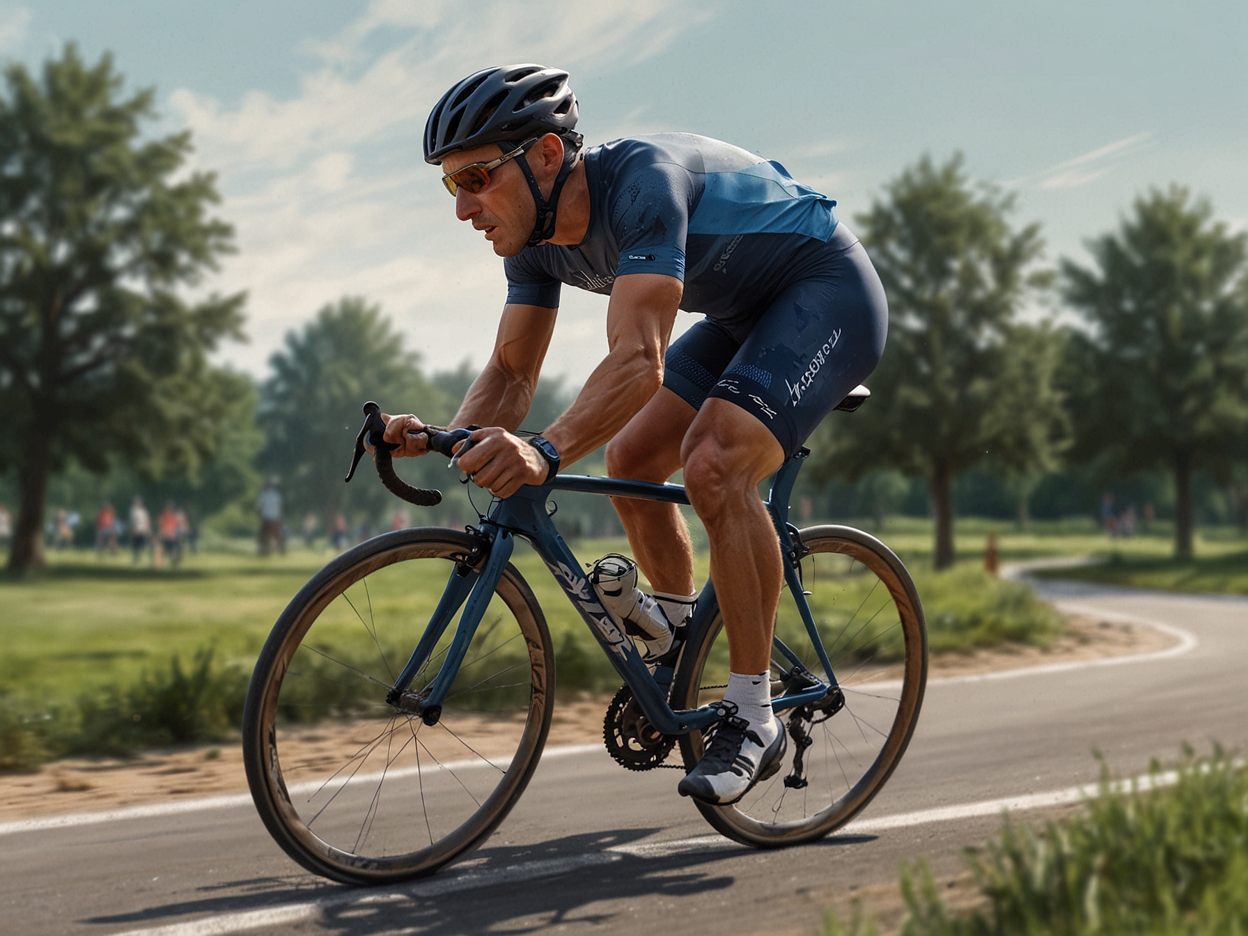 Image of Anthony Gordon cycling on a challenging course during a training session, moments before losing balance and falling, illustrating the intensity and risks involved in athlete training.