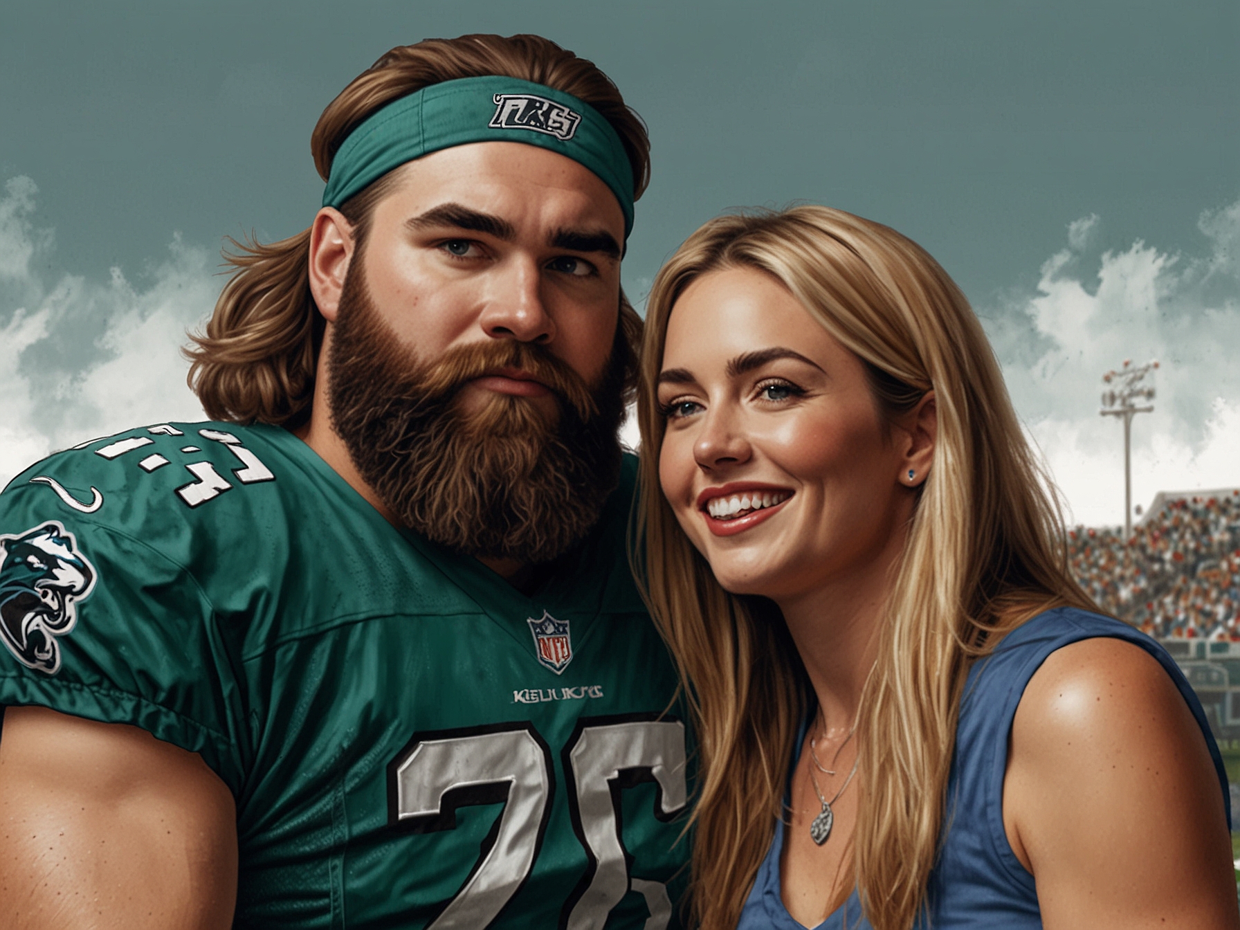 Jason Kelce and his wife Kylie in a candid moment, discussing their decision to scale back on social media sharing to protect their children's privacy.