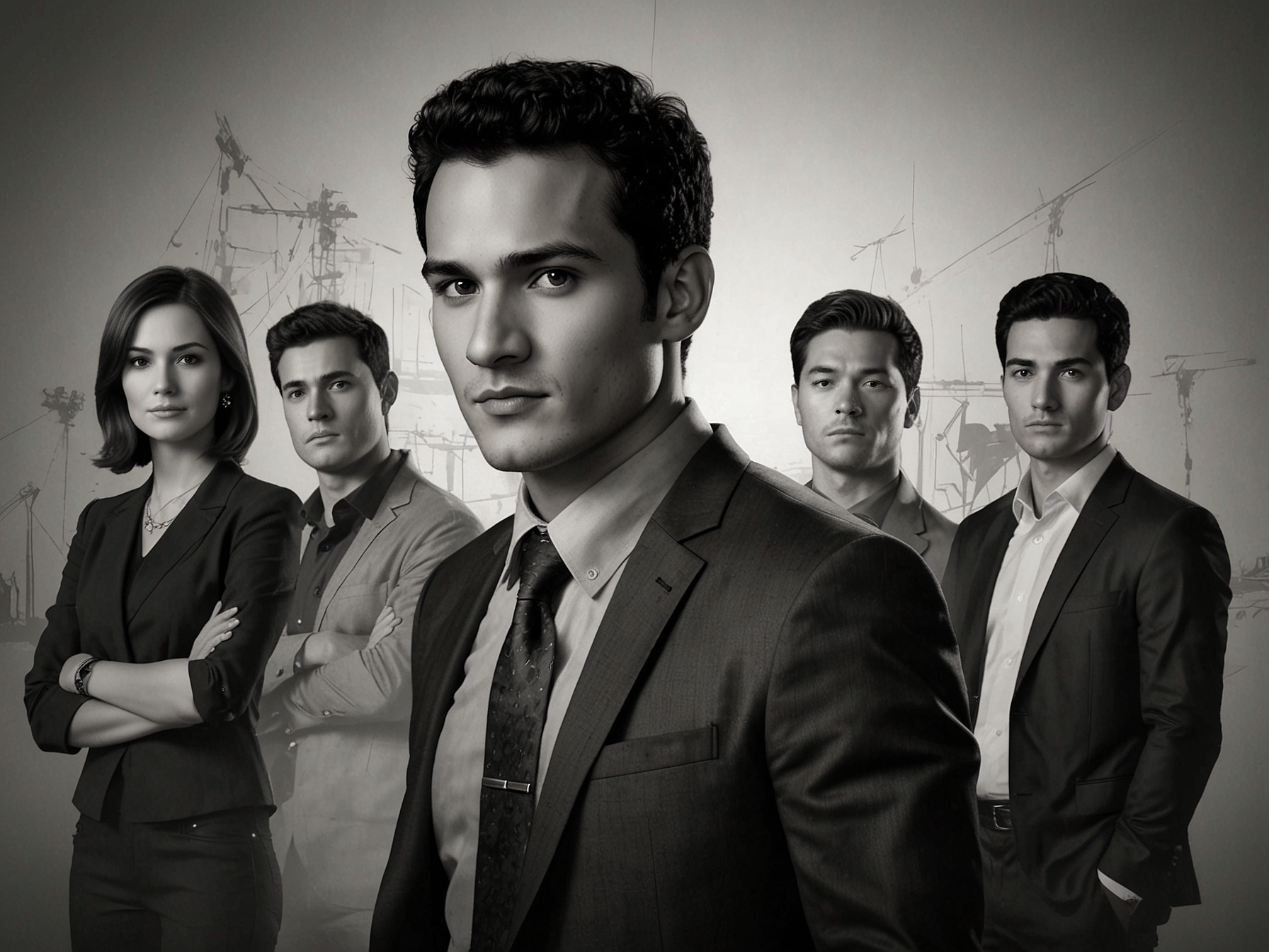 A promotional image of the TV series Scorpion (2014), featuring the main cast members, led by Walter O'Brien (Elyes Gabel), showcasing their unique skills and teamwork.
