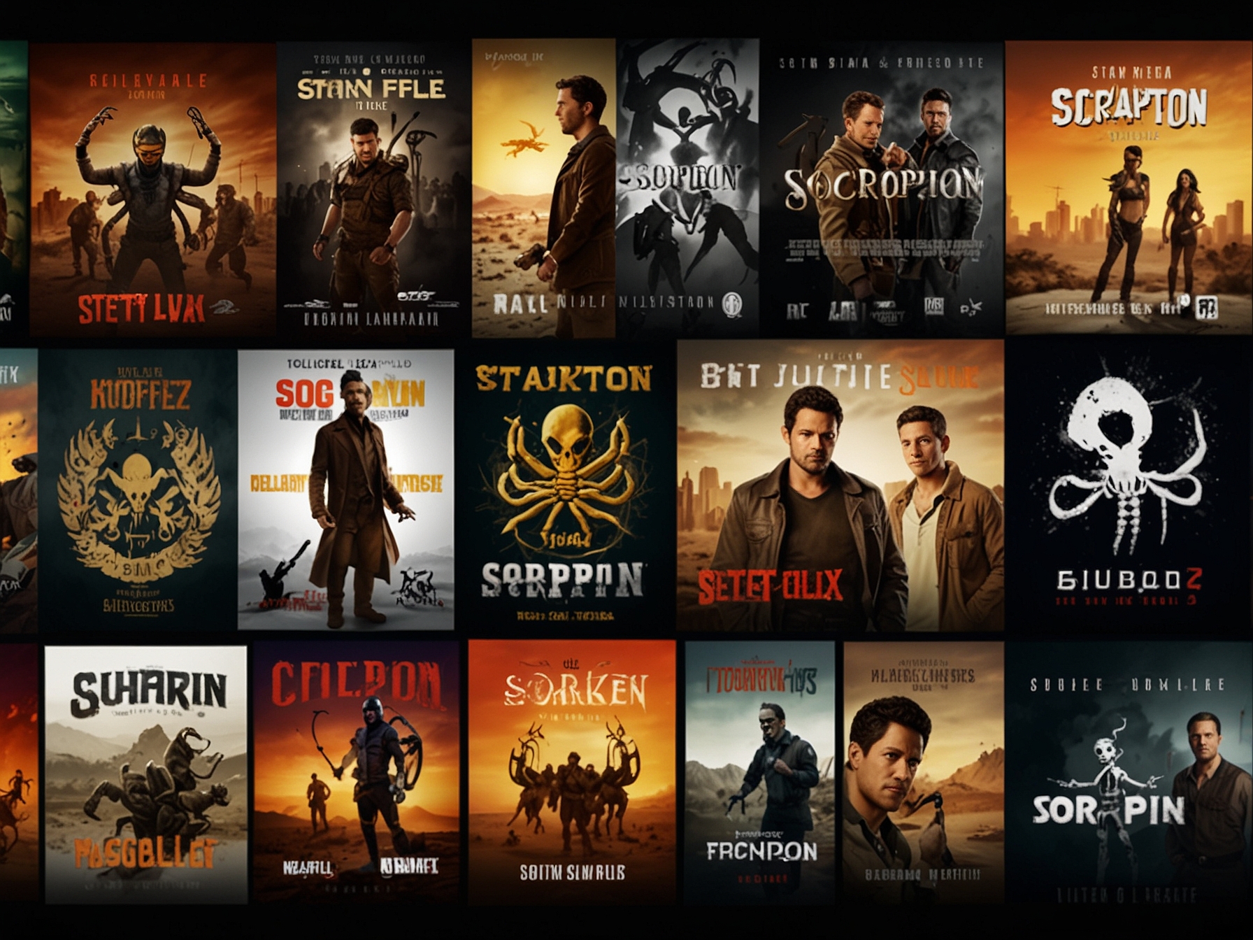 An image illustrating various streaming services where you can watch Scorpion (2014) for free, including logos of platforms like Netflix, Tubi, Crackle, and public digital libraries.