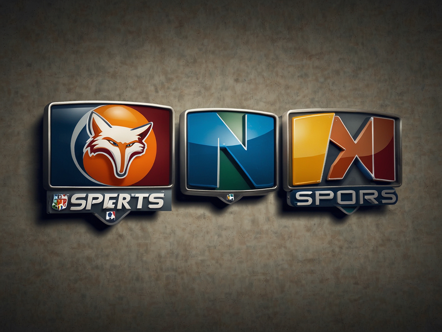 Illustration of logos from Fox Sports, NBC, and TNT, symbolizing their new partnership with the Big East Conference to broadcast various sporting events over the next six years.